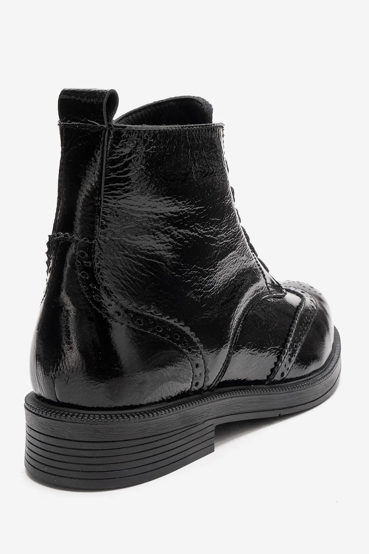 NELVY - Black Patent Genuine Leather Flat Boot (Women) - Image 4