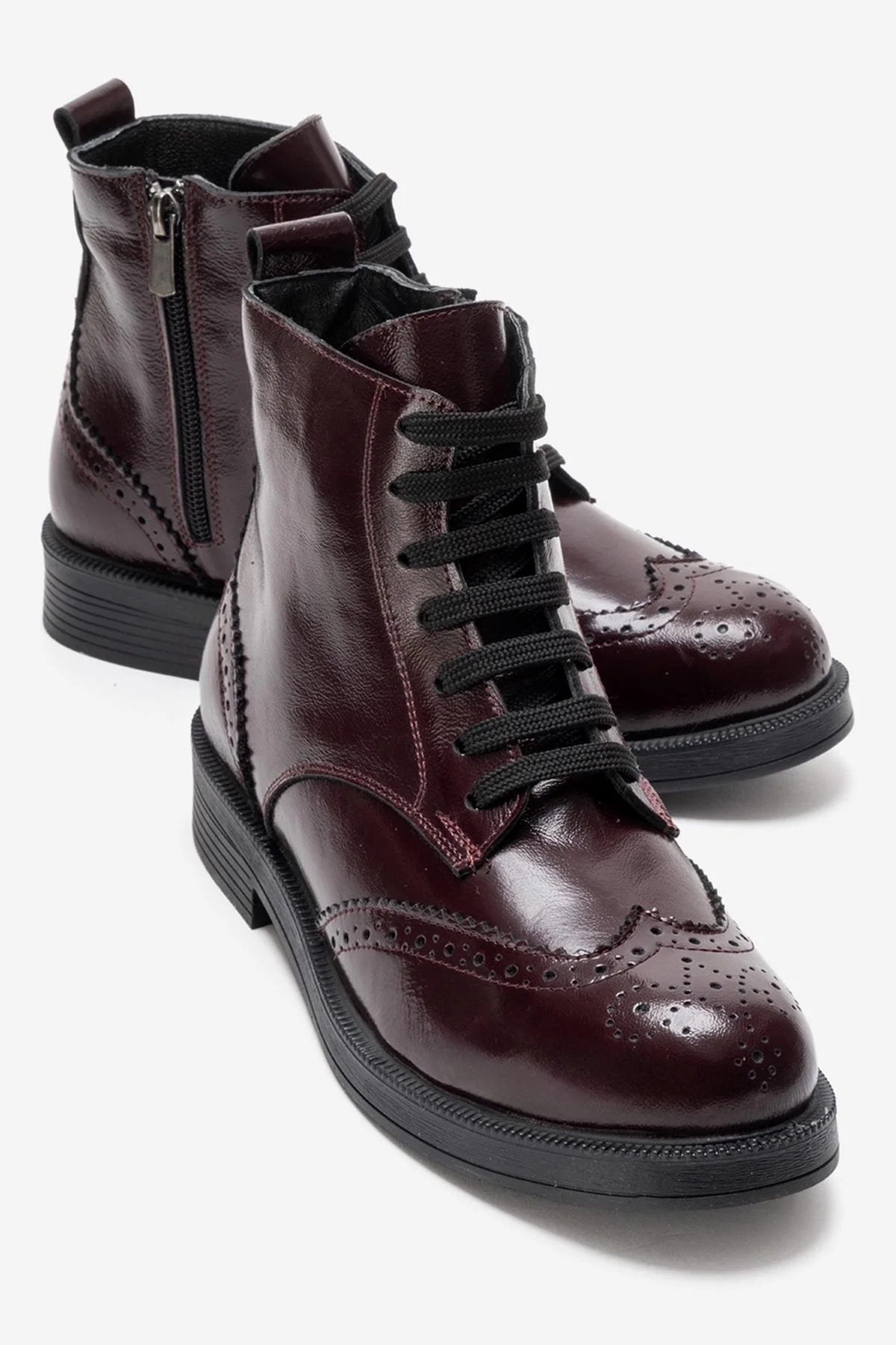 NELVY - Burgundy Genuine Leather Boot (Women)