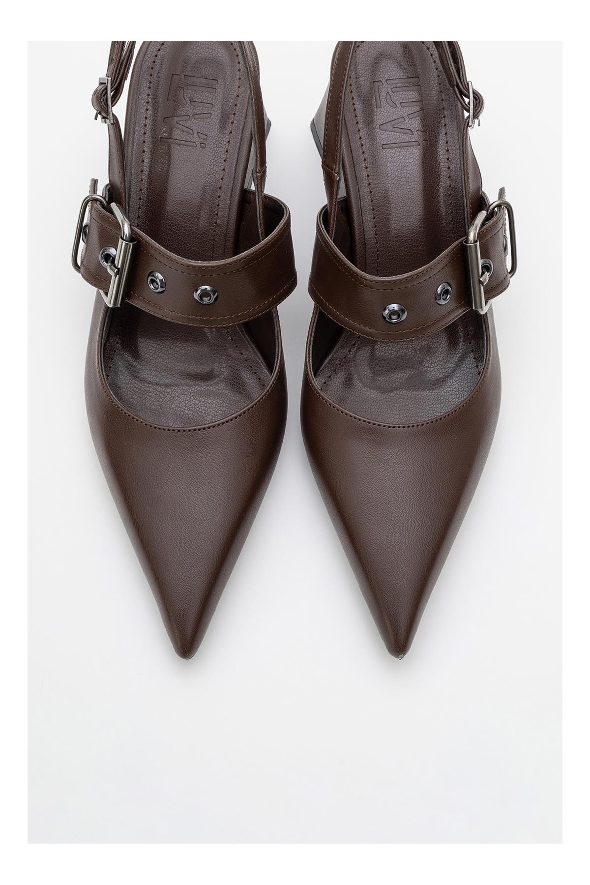 Nepido - Cognac Pointed Toe Backless Block Heel Shoe (Women) - Image 2