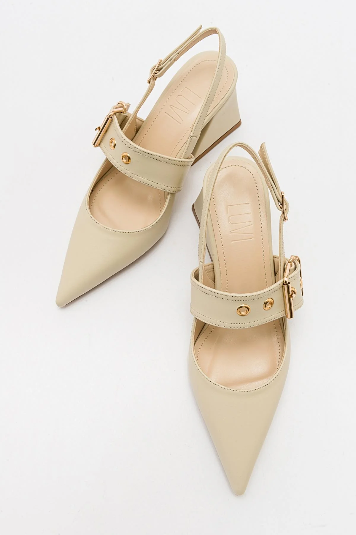 Nepido - Off-White Pointed Toe Backless Block Heel Shoe (Women) - Image 2