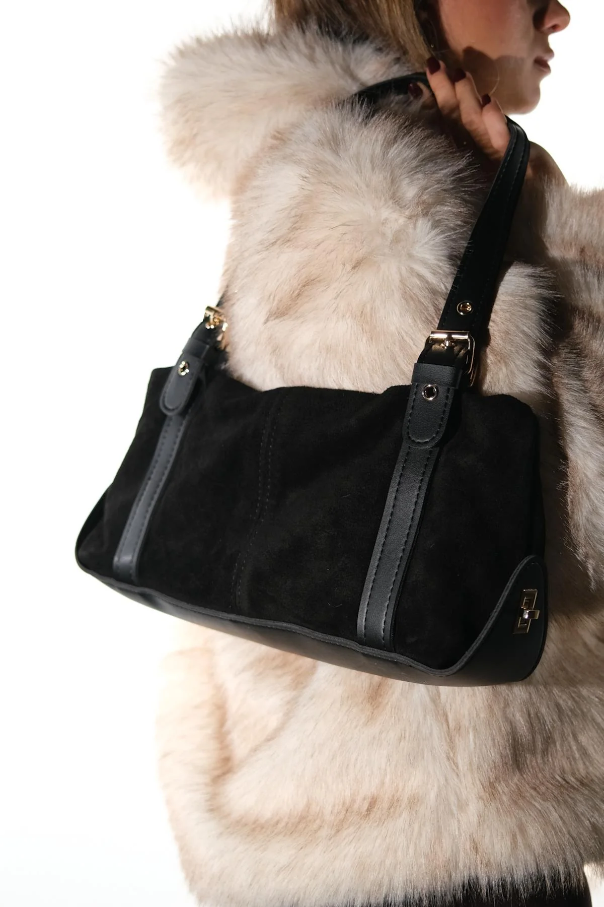 NERINA - Black Genuine Leather Shoulder Bag (Women) - Image 3