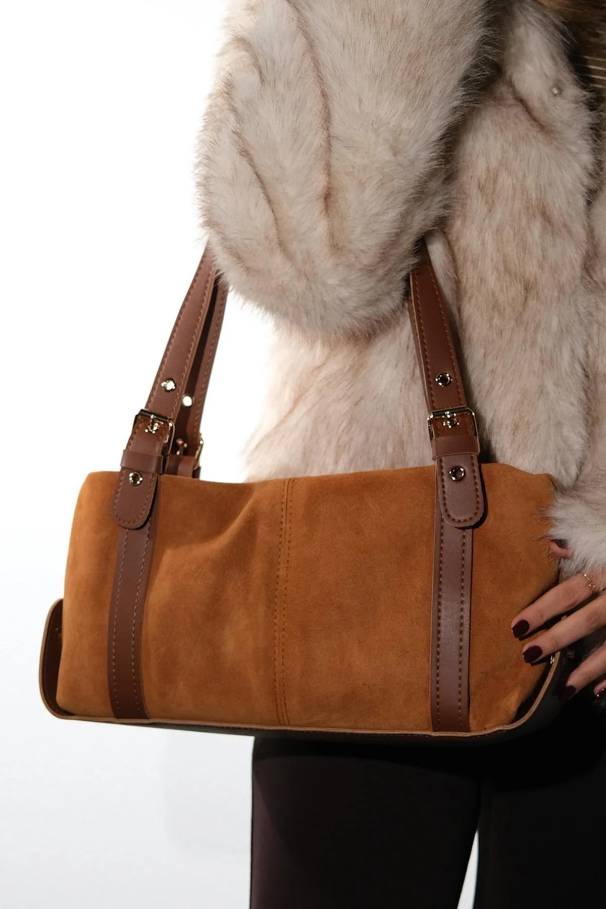 NERINA - Camel Genuine Leather Shoulder Bag (Women)