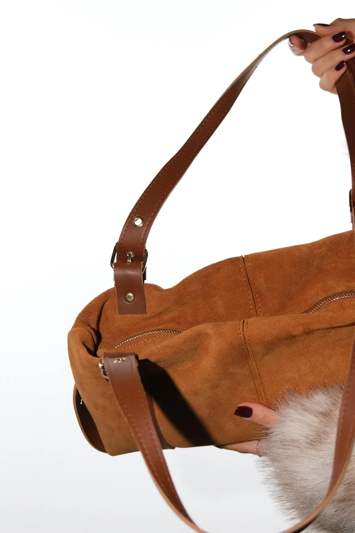 NERINA - Camel Genuine Leather Shoulder Bag (Women) - Image 5