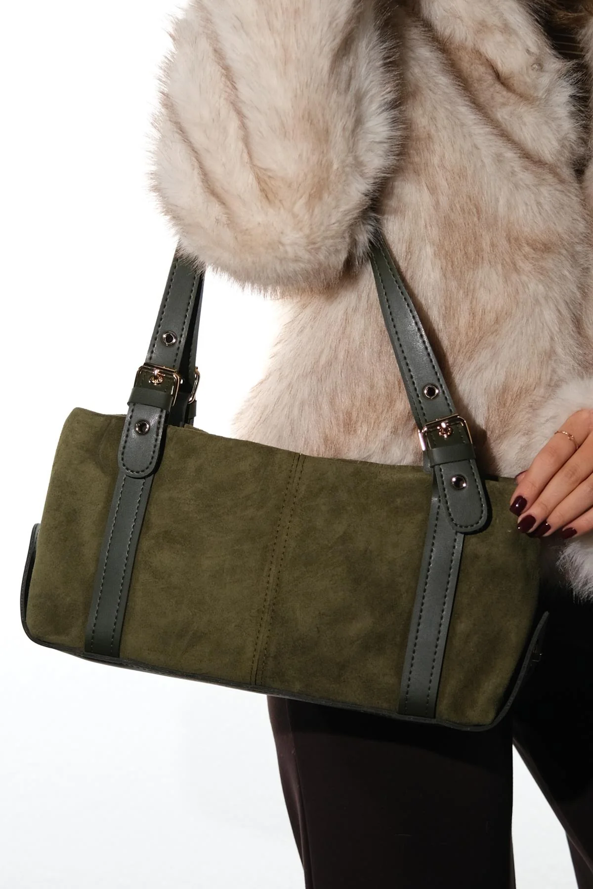 NERINA - Green Genuine Leather Shoulder Bag (Women)
