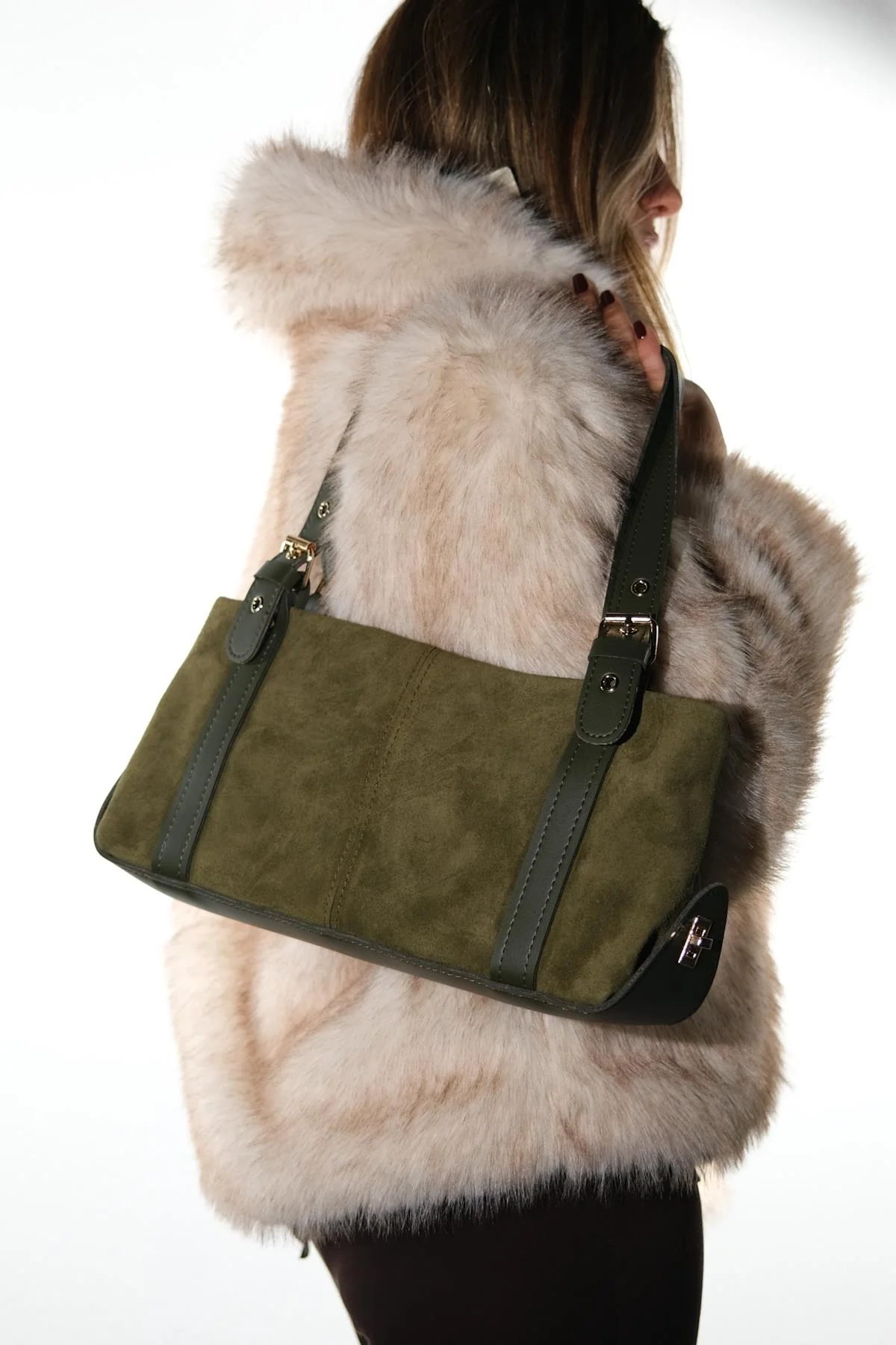 NERINA - Green Genuine Leather Shoulder Bag (Women) - Image 4