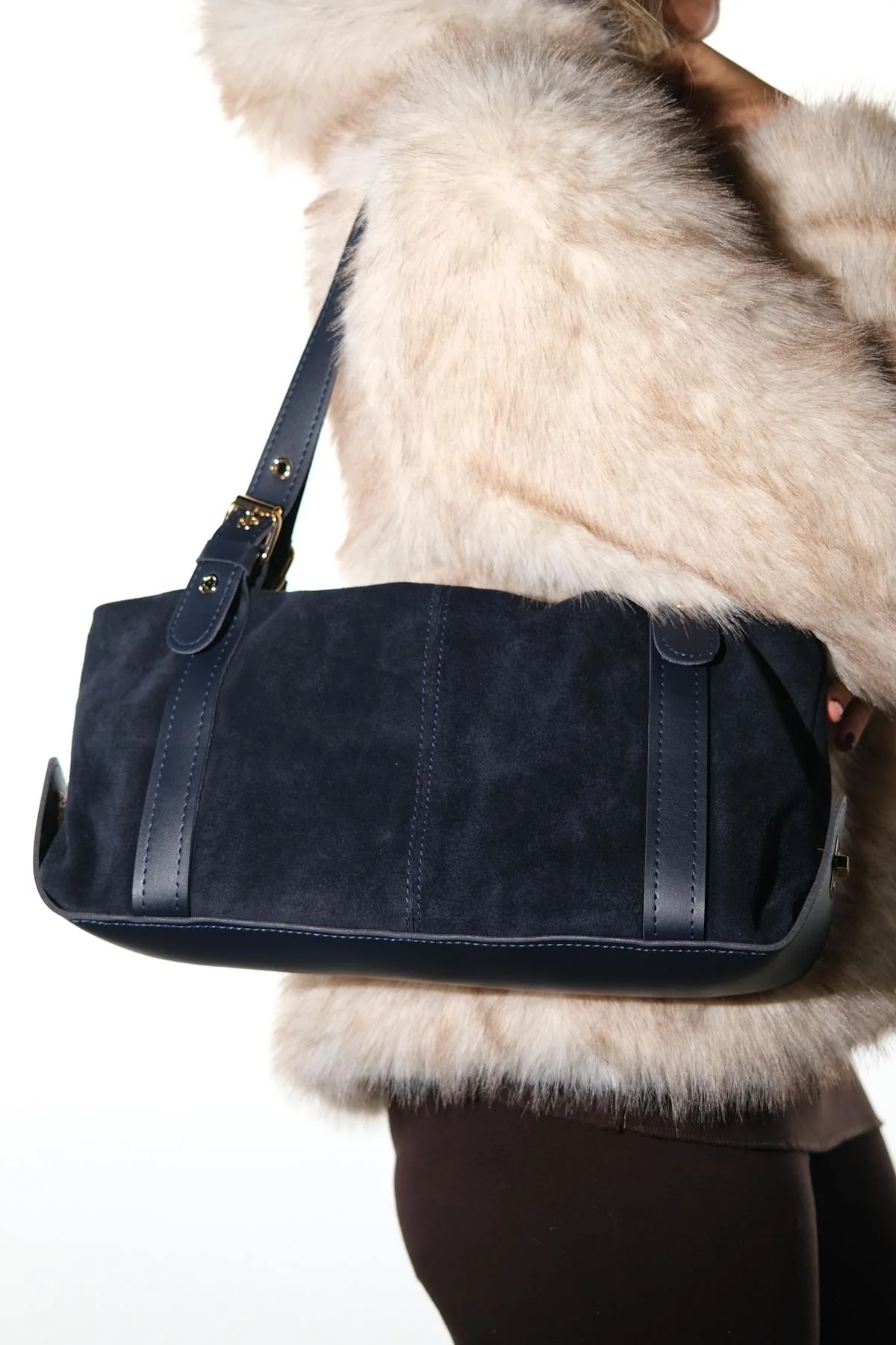 NERINA - Navy Genuine Leather Shoulder Bag (Women) - Image 2