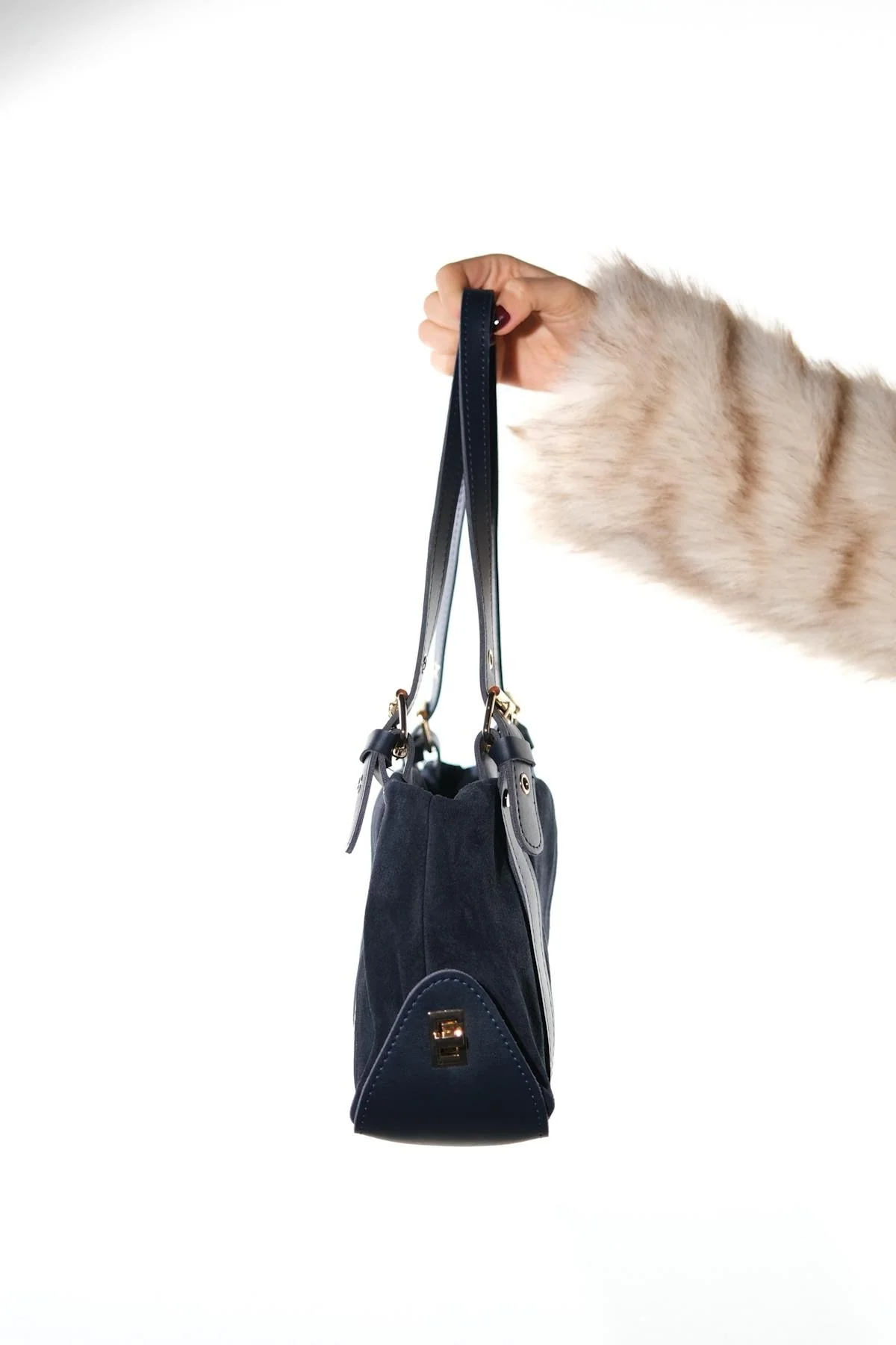 NERINA - Navy Genuine Leather Shoulder Bag (Women) - Image 6