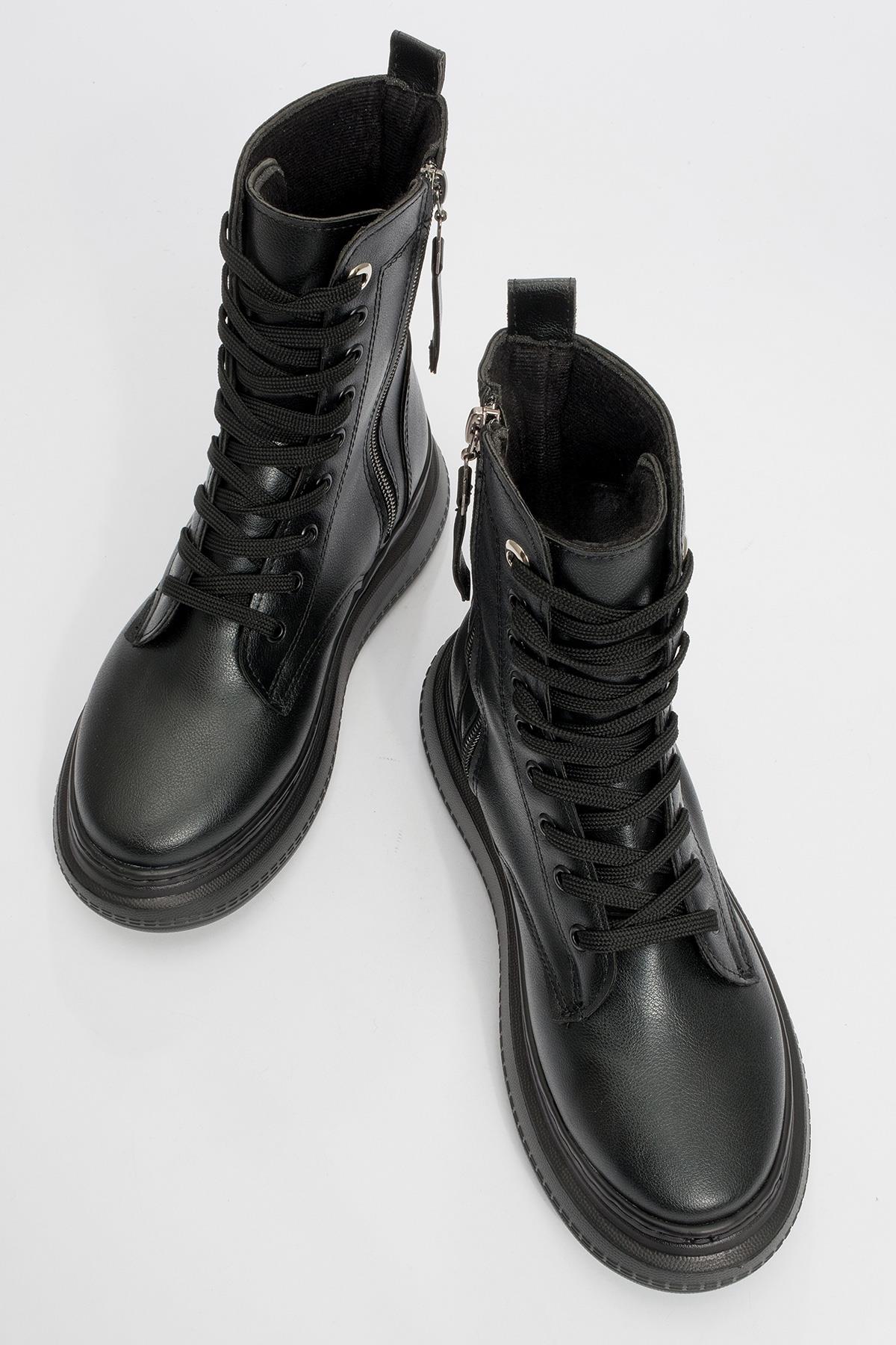 Nicolas Black Combat Boot (Women) - Image 2