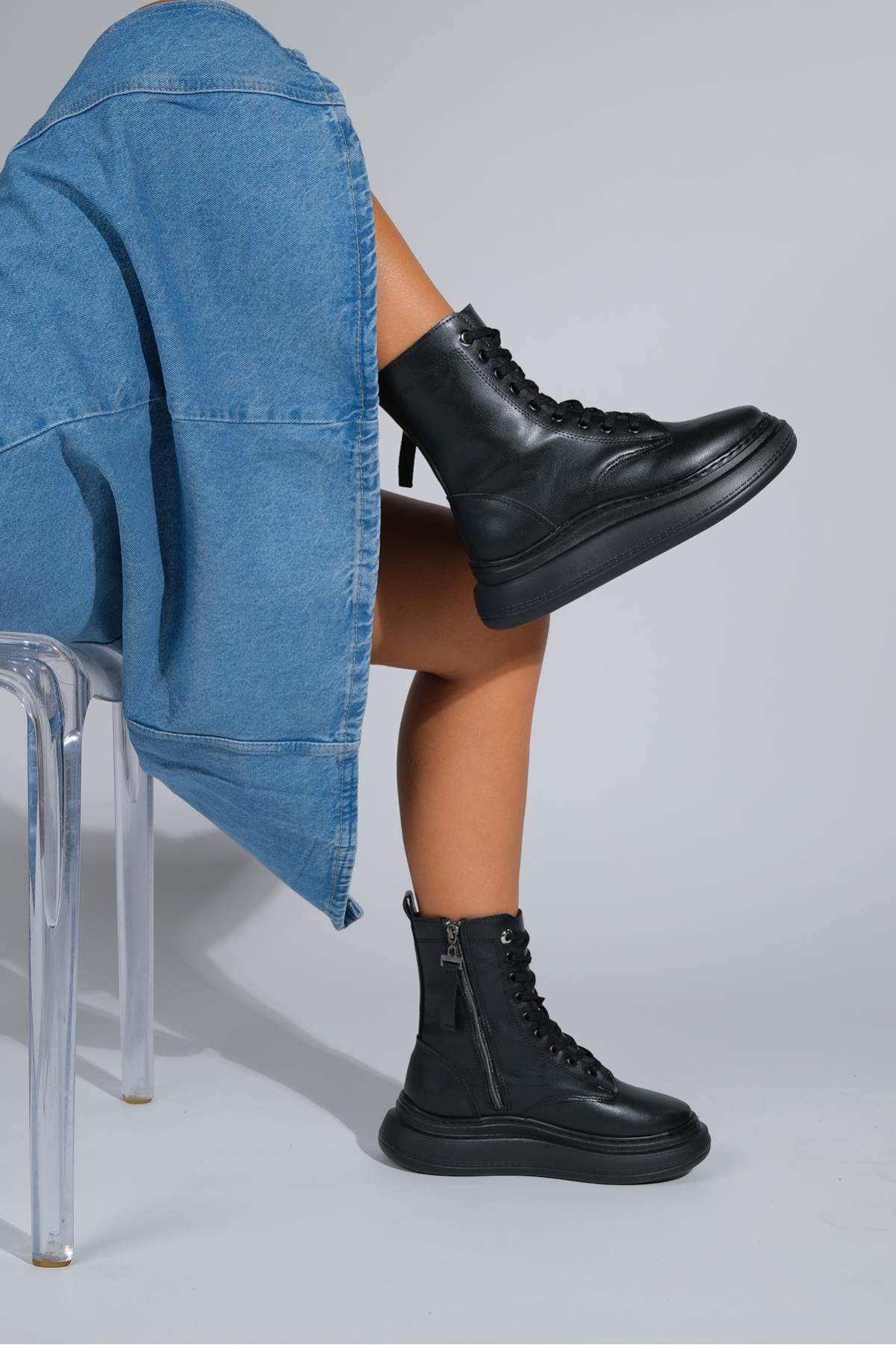 Nicolas Black Combat Boot (Women) - Image 5