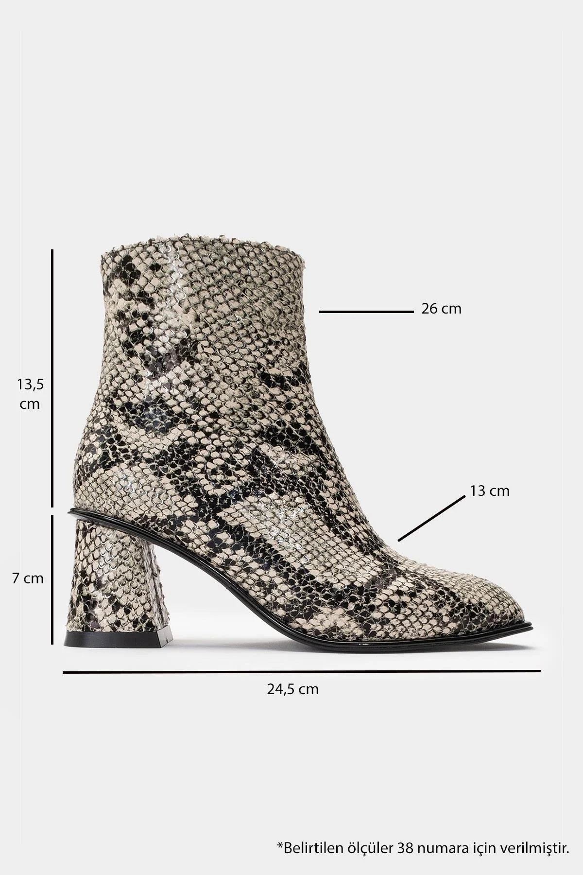 Nina - Black White Patterned Block Heel Ankle Boot (Women) - Image 4