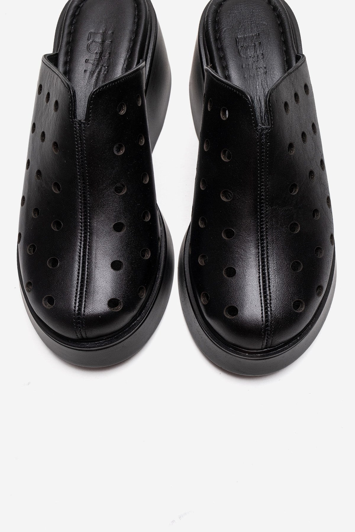 NIVES - Black Genuine Leather Platform Mule (Women) - Image 2
