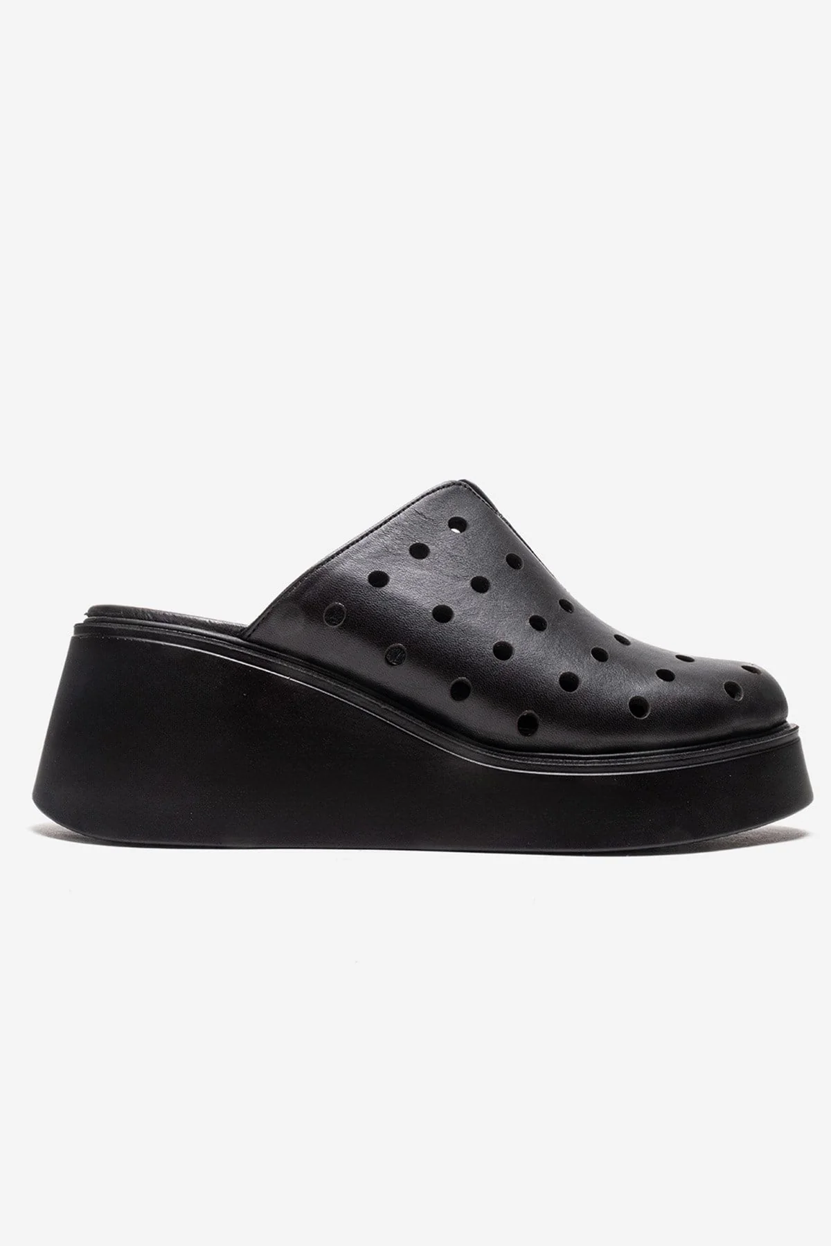 NIVES - Black Genuine Leather Platform Mule (Women) - Image 4