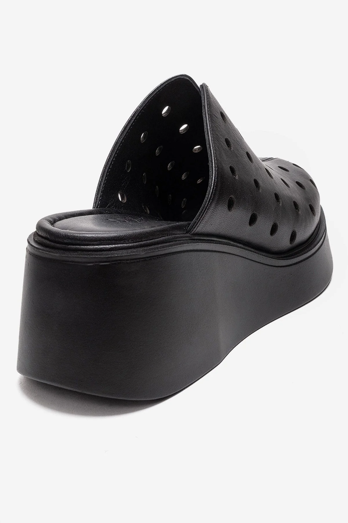 NIVES - Black Genuine Leather Platform Mule (Women) - Image 5