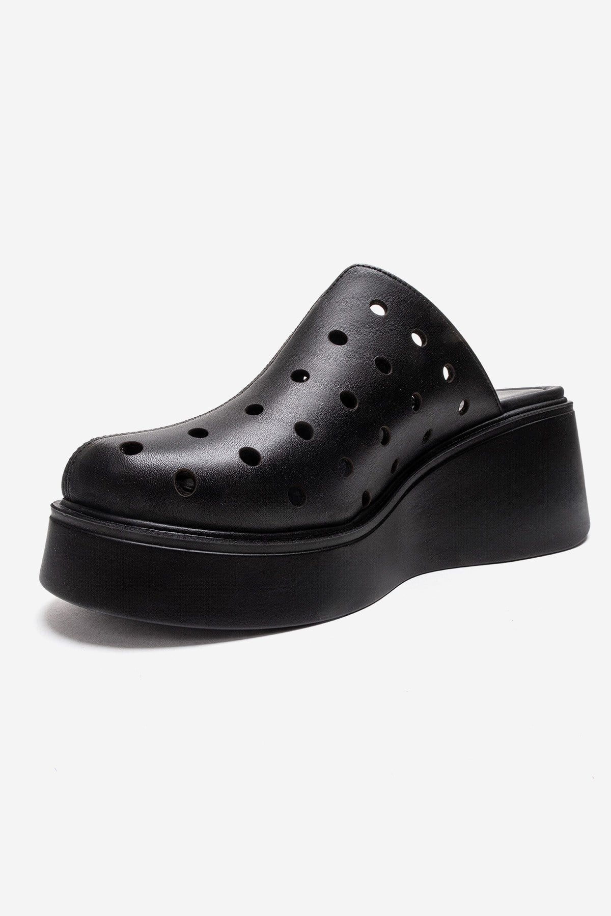 NIVES - Black Genuine Leather Platform Mule (Women) - Image 6