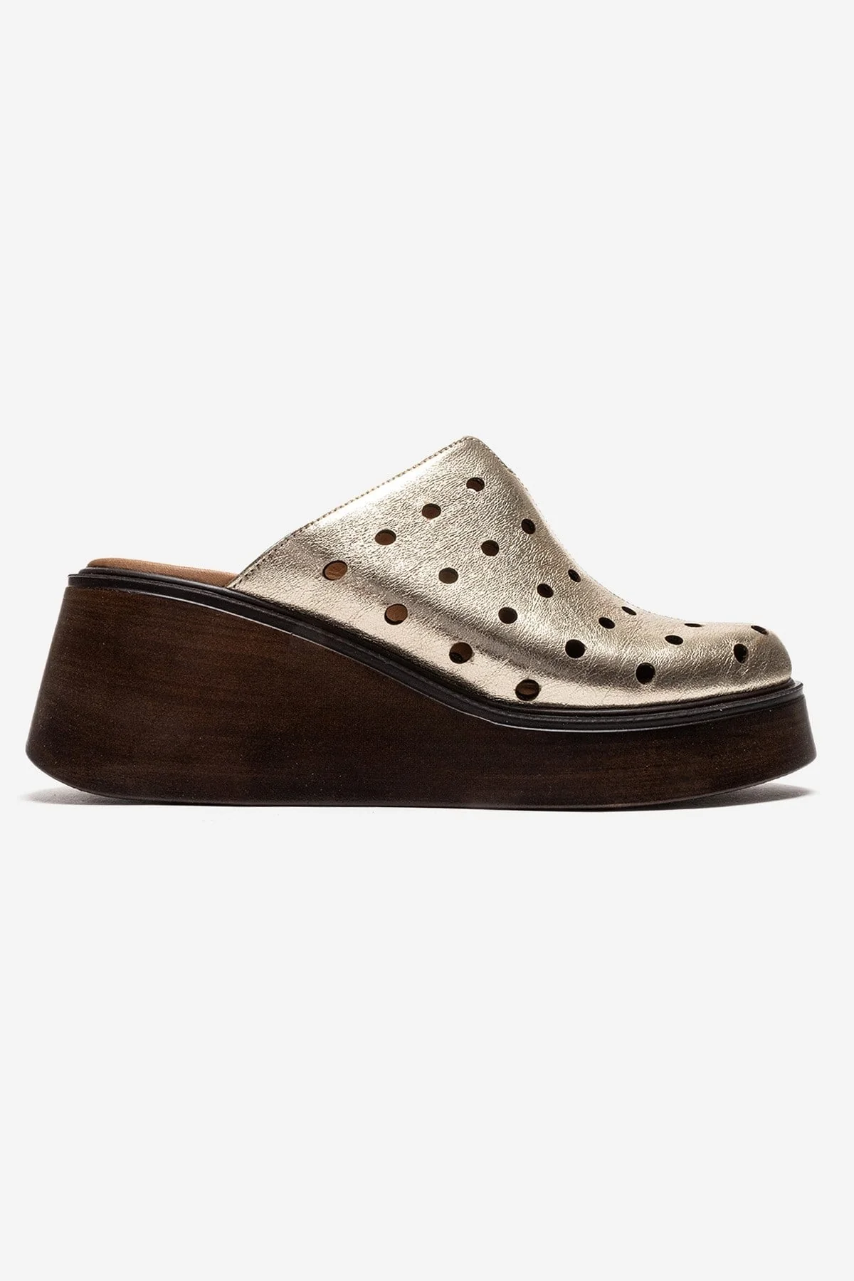 NIVES - Gold Genuine Leather Wedge Sandal (Women) - Image 4