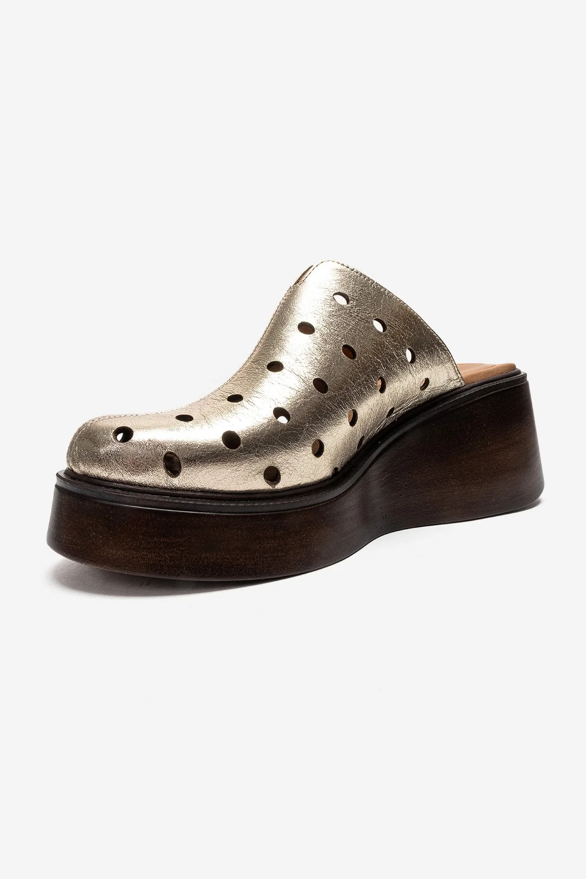 NIVES - Gold Genuine Leather Wedge Sandal (Women) - Image 6