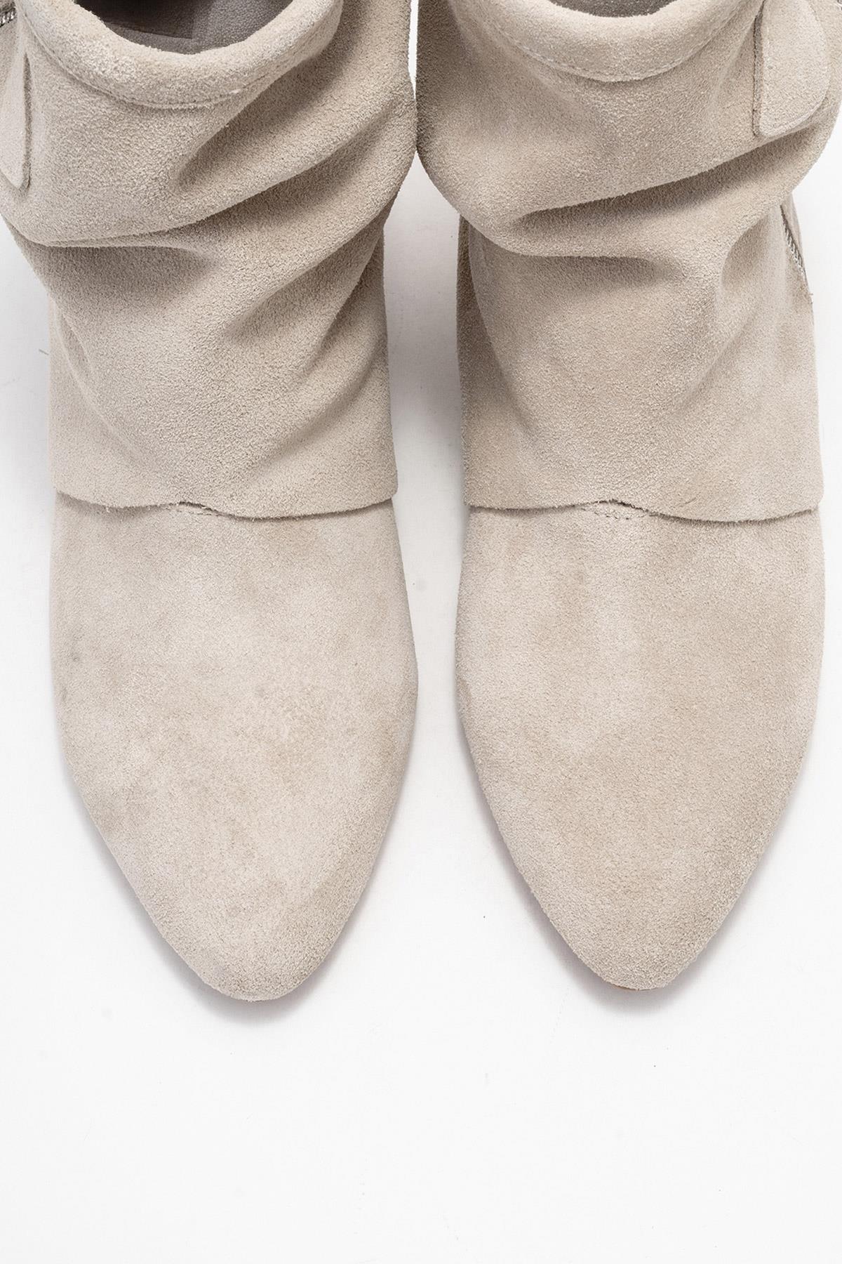 Noar - Beige Genuine Leather Ruched Zip Boot (Women) - Image 2