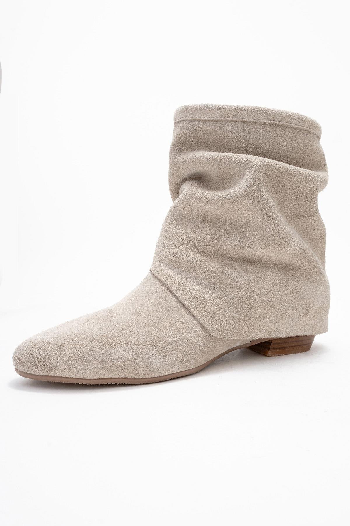 Noar - Beige Genuine Leather Ruched Zip Boot (Women) - Image 4