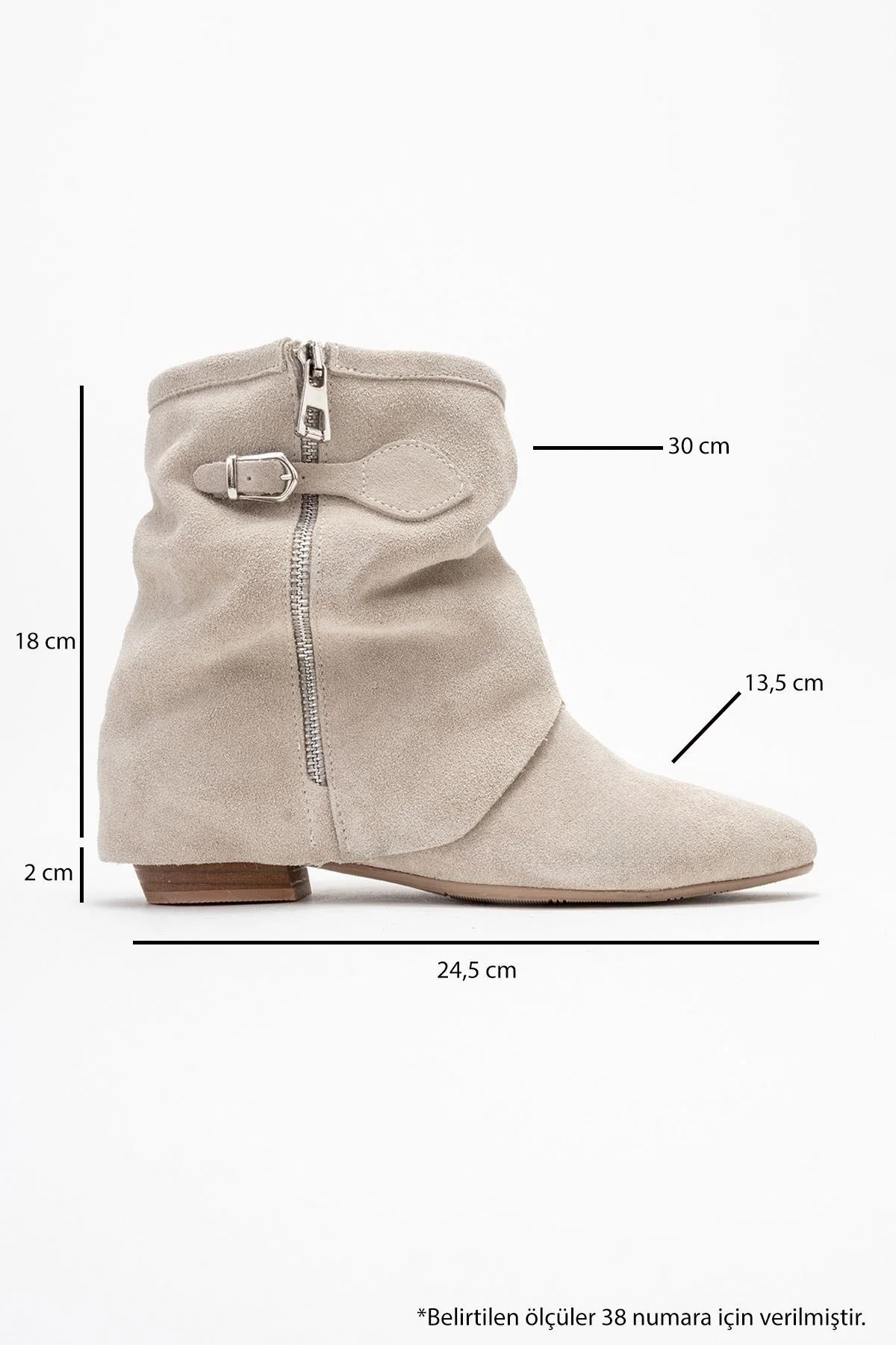 Noar - Beige Genuine Leather Ruched Zip Boot (Women) - Image 6