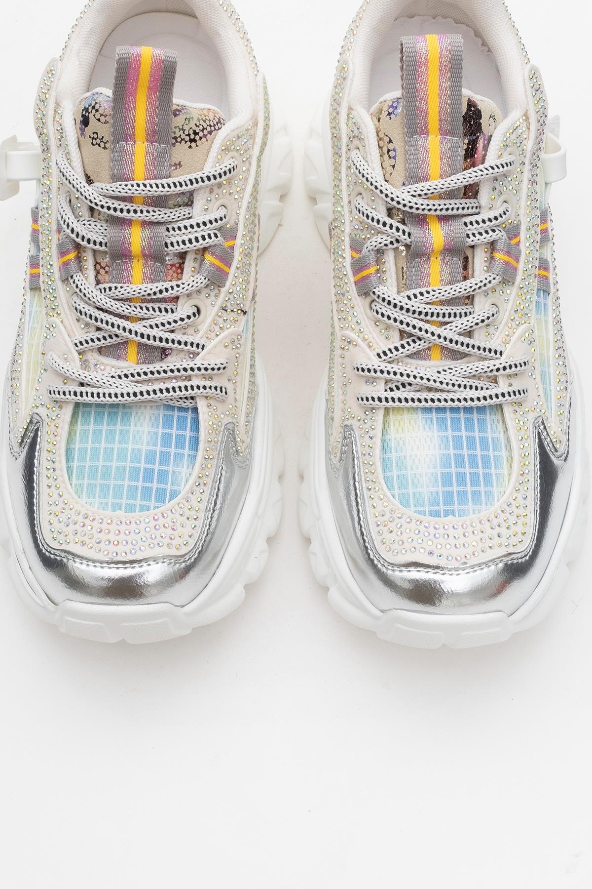 Noi - White/Silver Embellished Sneaker (Women) - Image 2