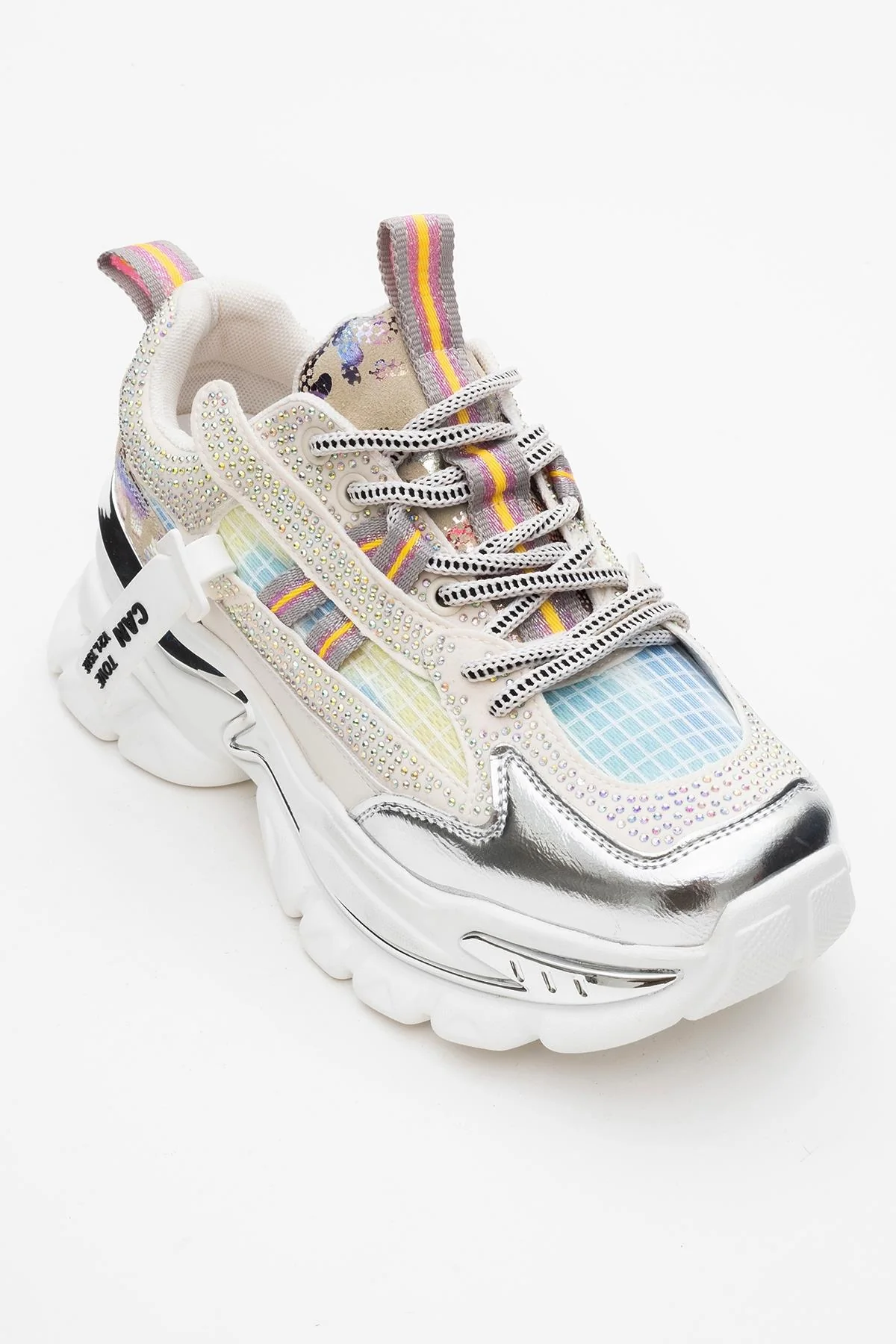 Noi - White/Silver Embellished Sneaker (Women) - Image 3