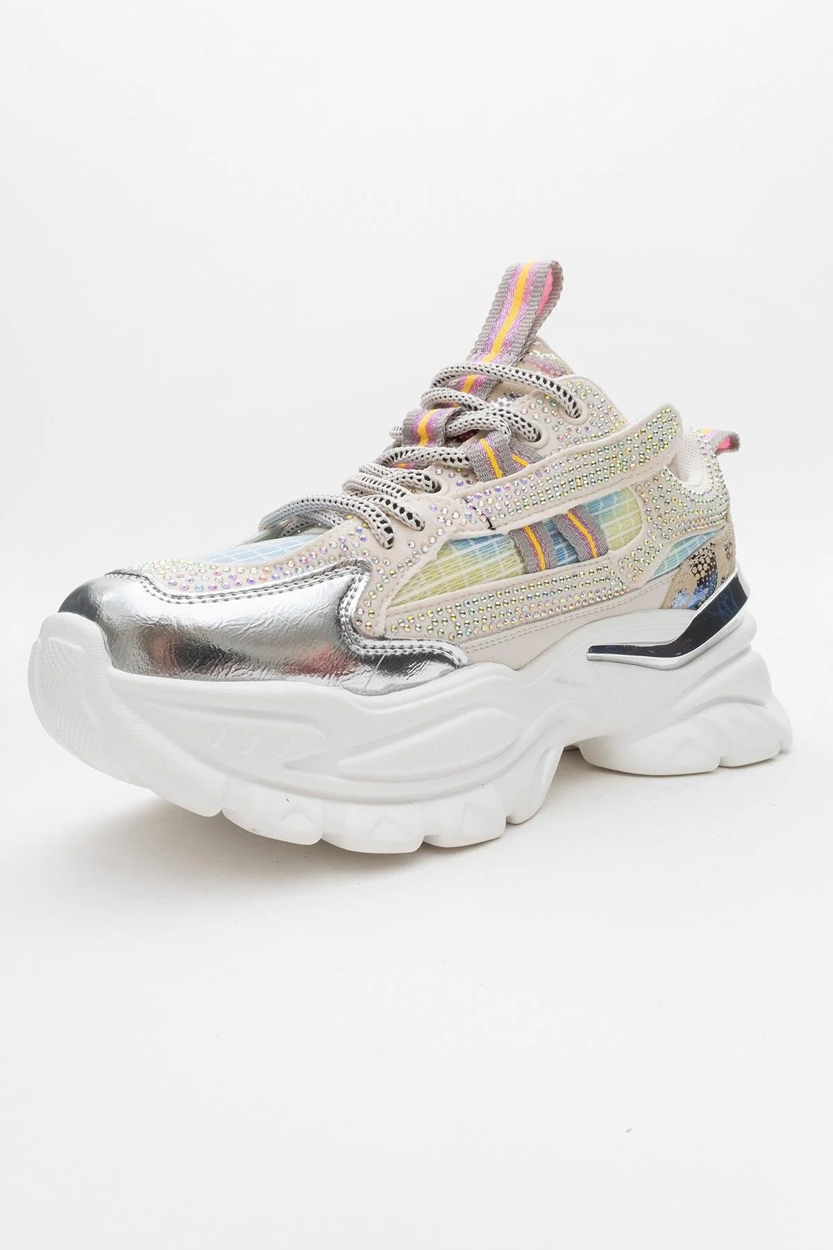 Noi - White/Silver Embellished Sneaker (Women) - Image 4
