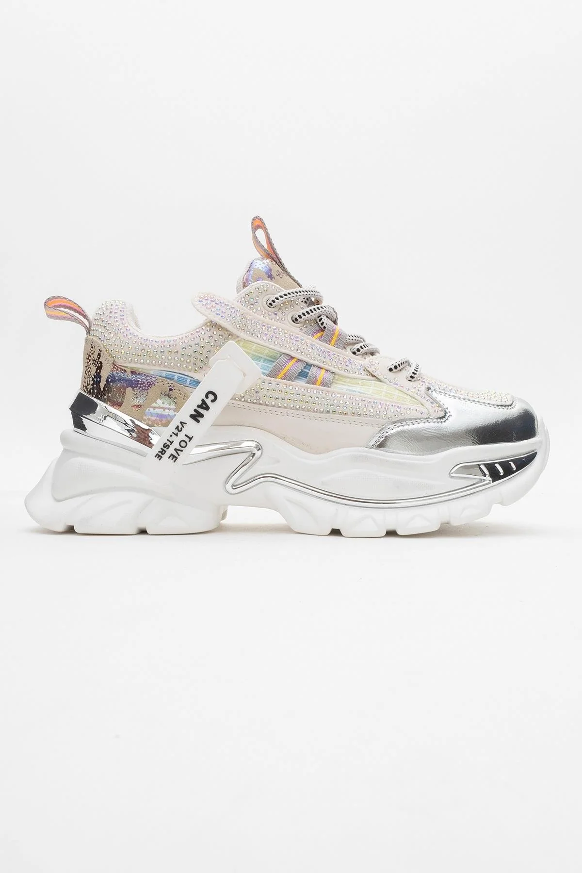 Noi - White/Silver Embellished Sneaker (Women) - Image 6