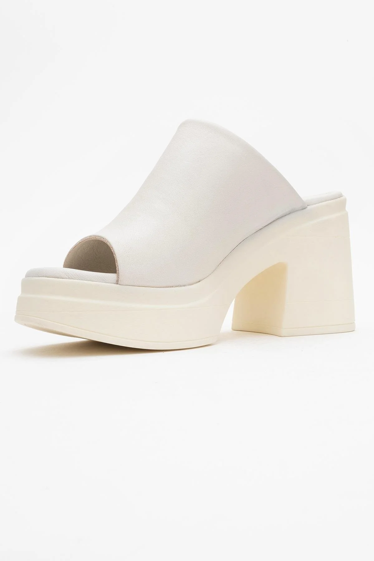Nola - Beige Leather Heeled Mules - Image 4
