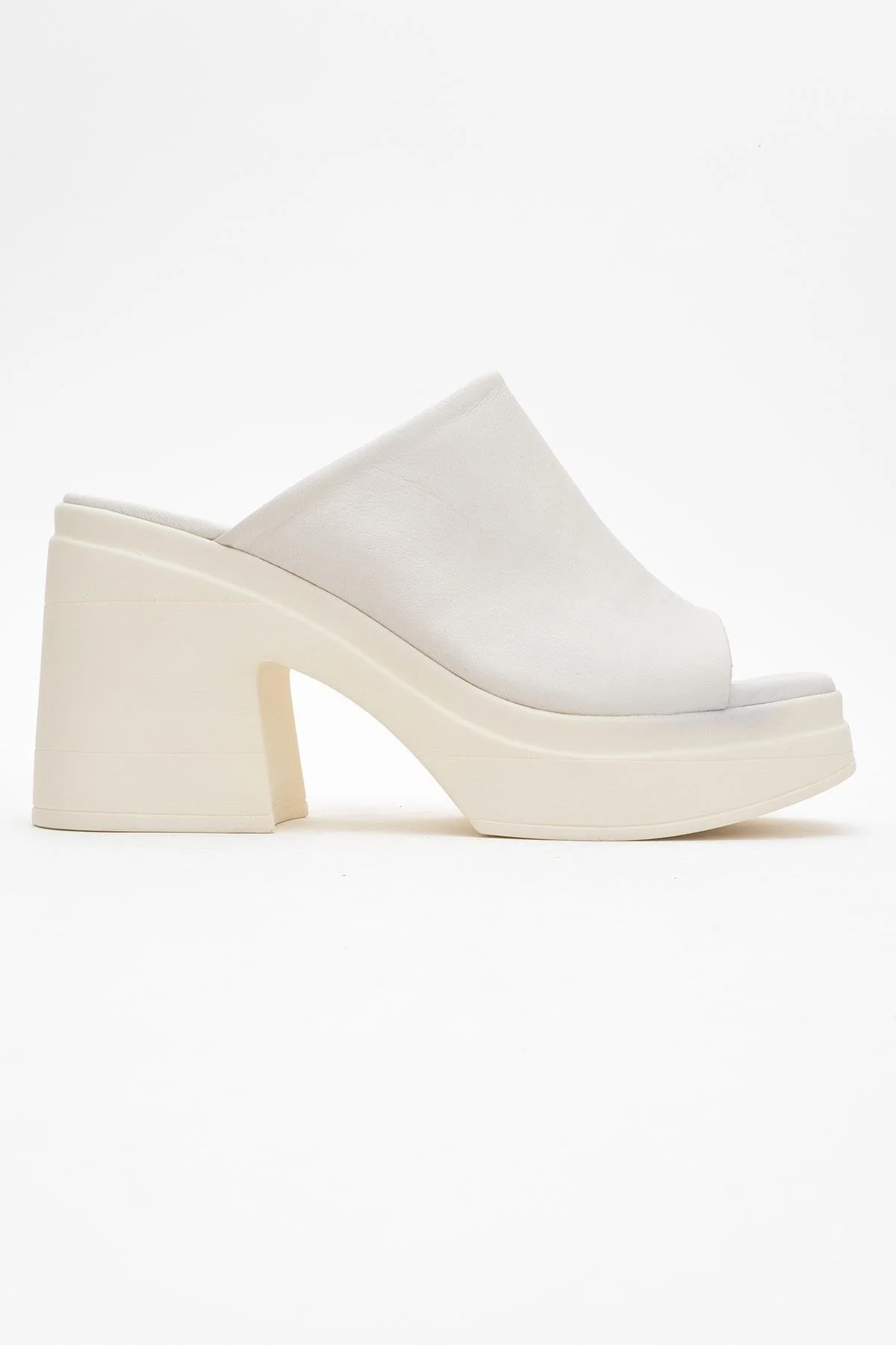 Nola - Beige Leather Heeled Mules - Image 6