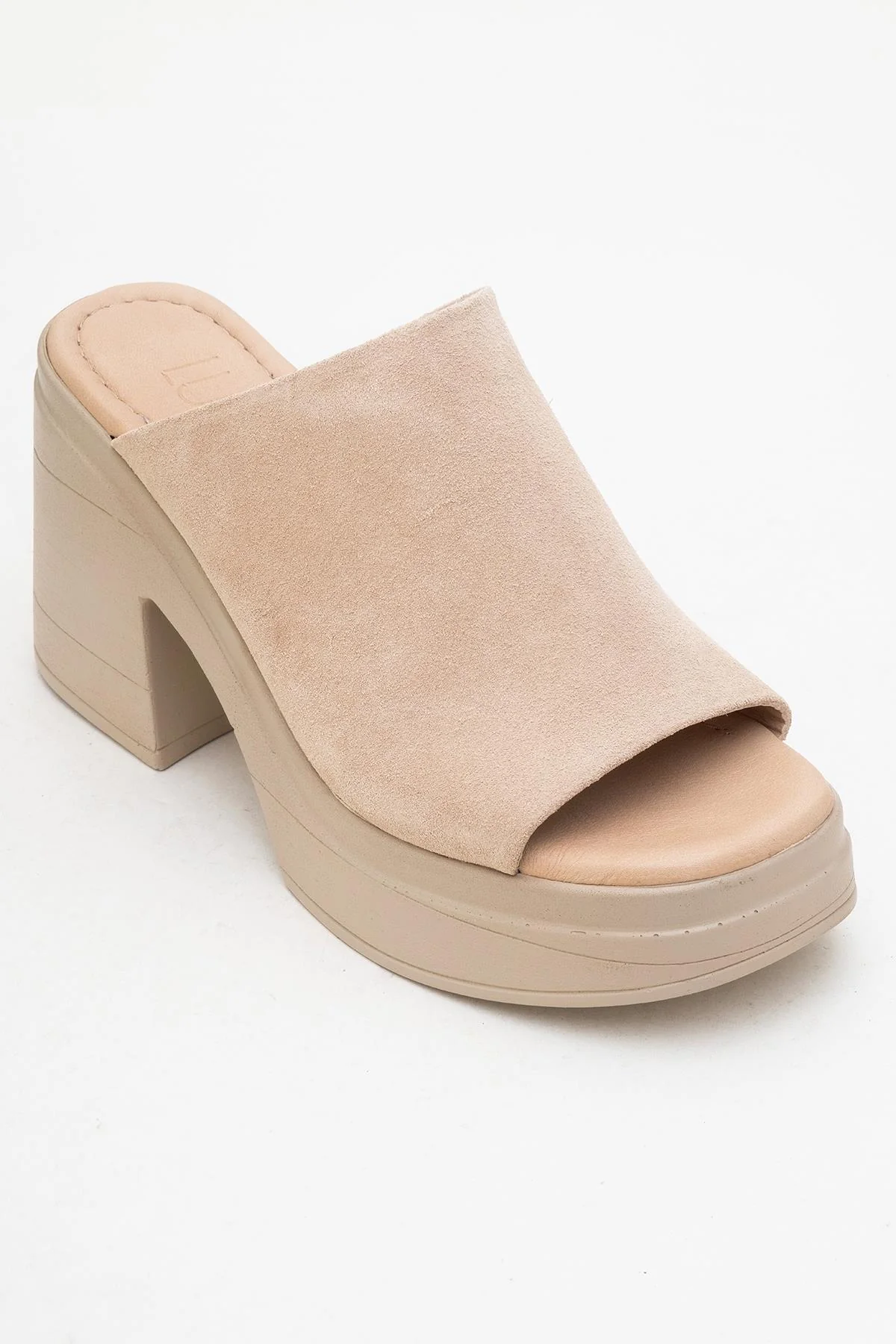 Nola - Beige Suede Leather Heeled Mules - Image 3
