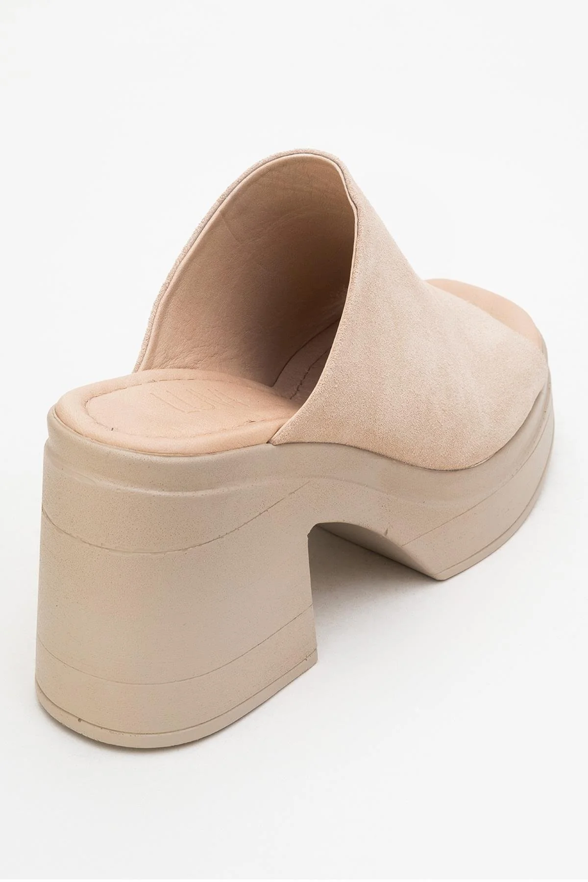 Nola - Beige Suede Leather Heeled Mules - Image 5