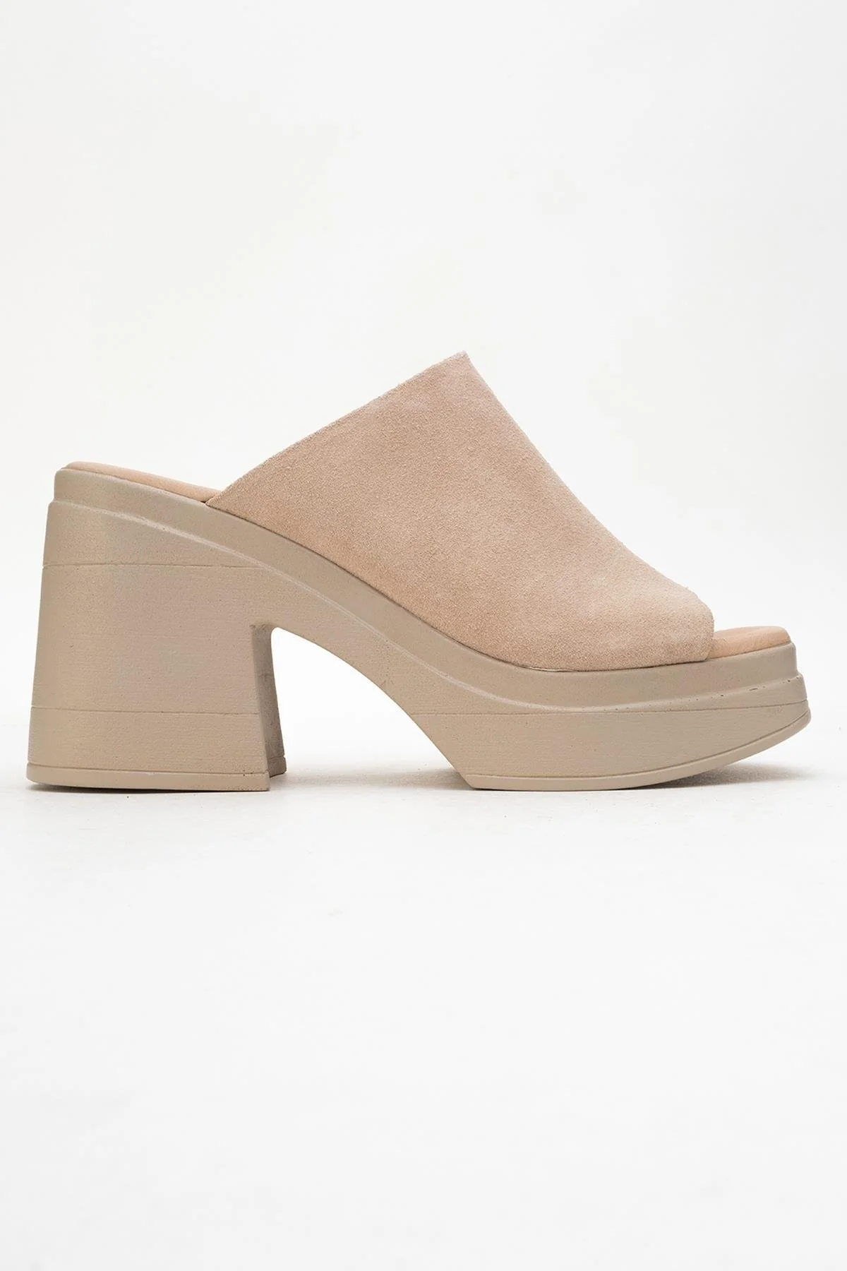 Nola - Beige Suede Leather Heeled Mules - Image 6