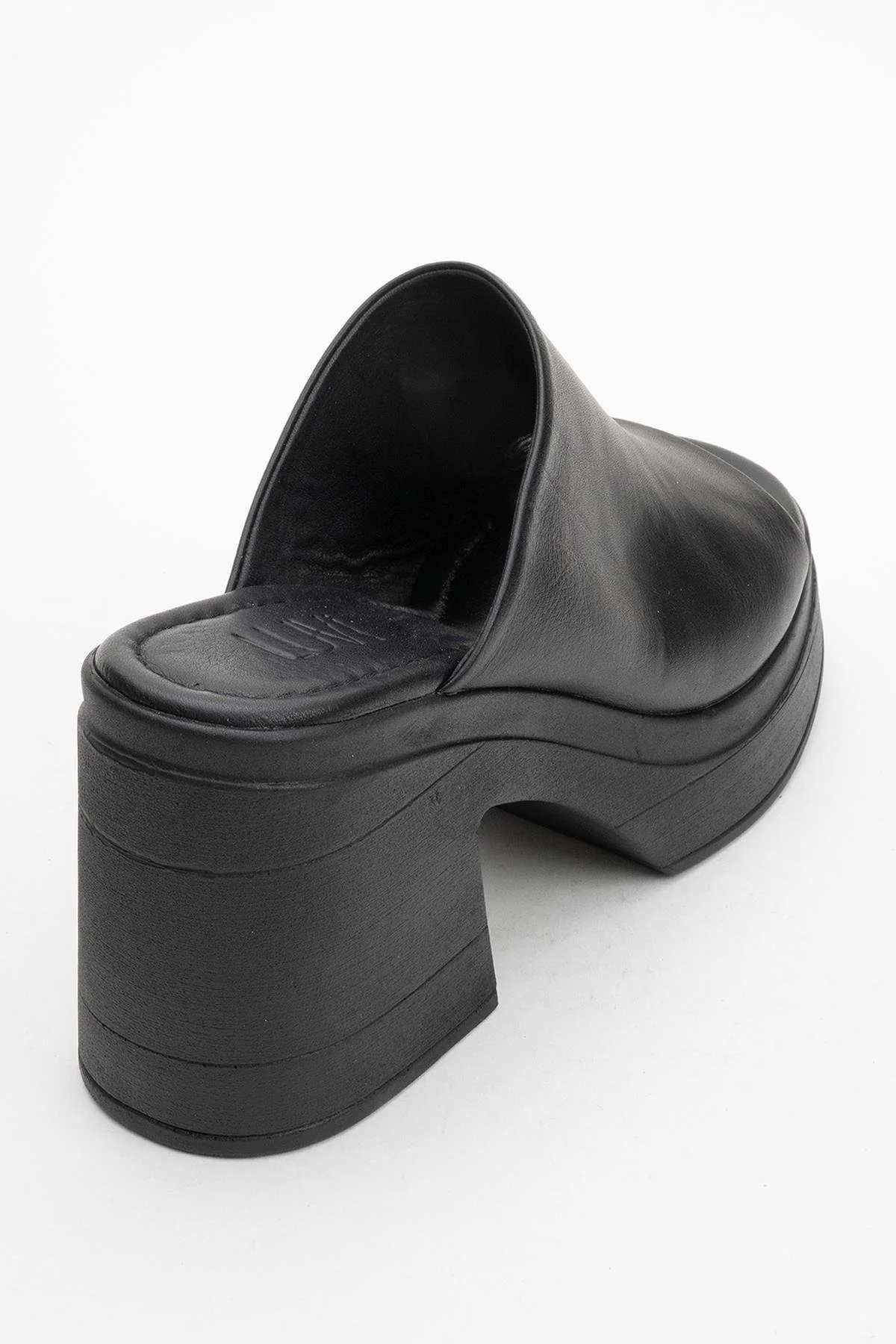 Nola - Black Leather Heeled Mules - Image 5