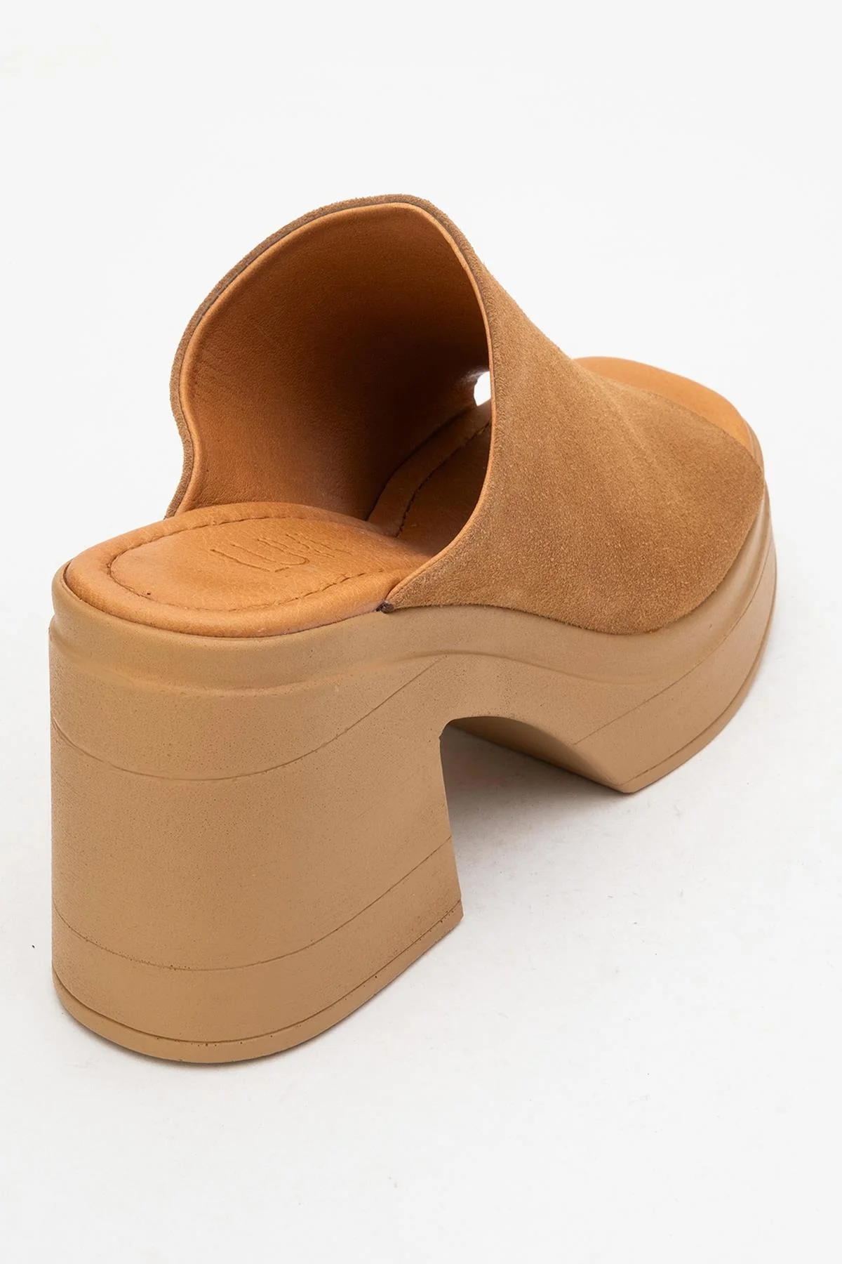 Nola - Cognac Brown Suede Leather Heeled Mules - Image 5