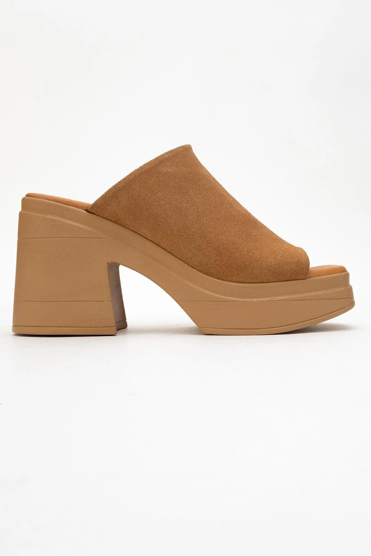 Nola - Cognac Brown Suede Leather Heeled Mules - Image 6