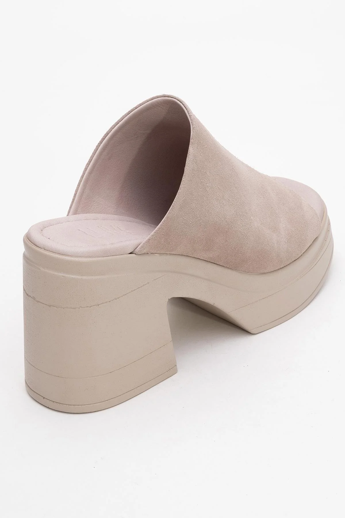 Nola - Dark Beige Suede Leather Heeled Mules - Image 5
