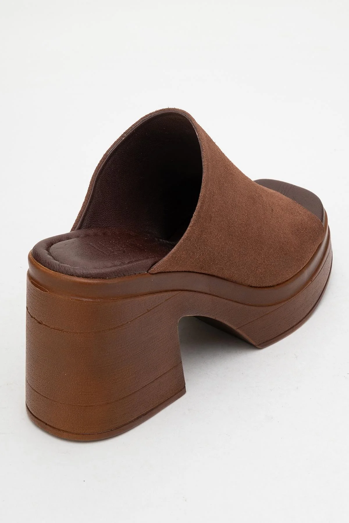Nola - Dark Brown Suede Leather Heeled Mules - Image 5