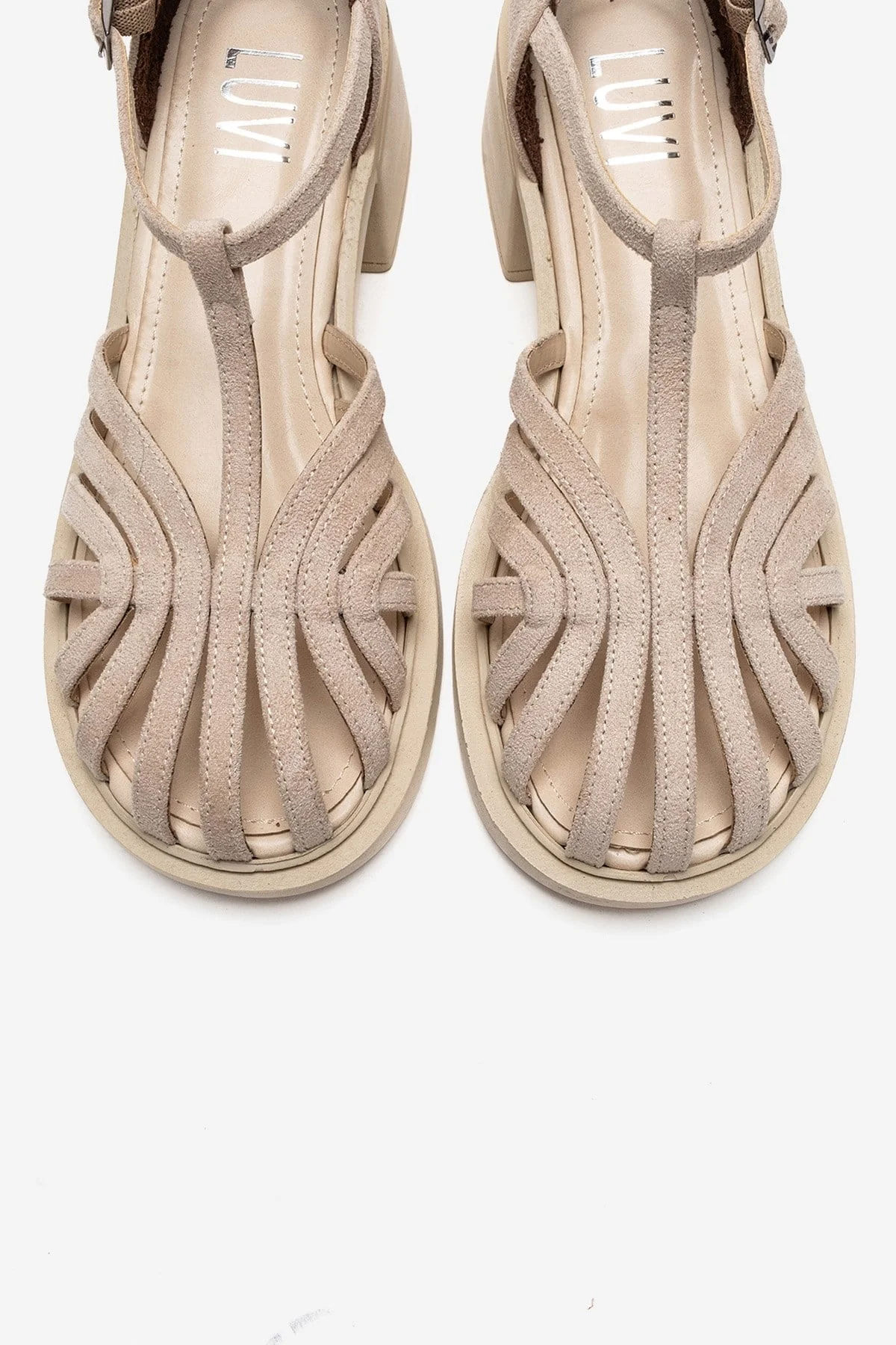 NOLANA - Beige Block Heel Sandal (Women) - Image 2