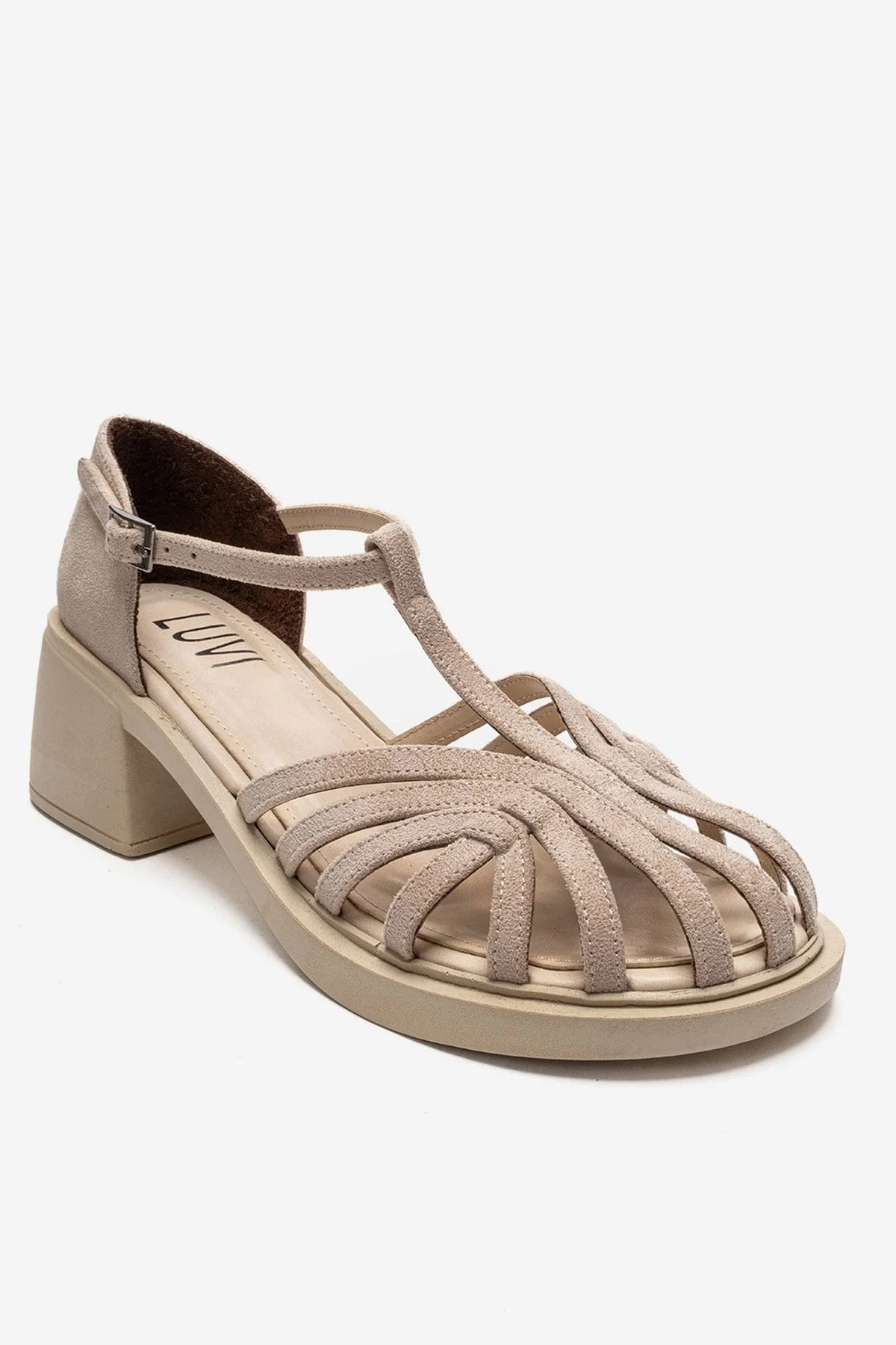 NOLANA - Beige Block Heel Sandal (Women) - Image 3