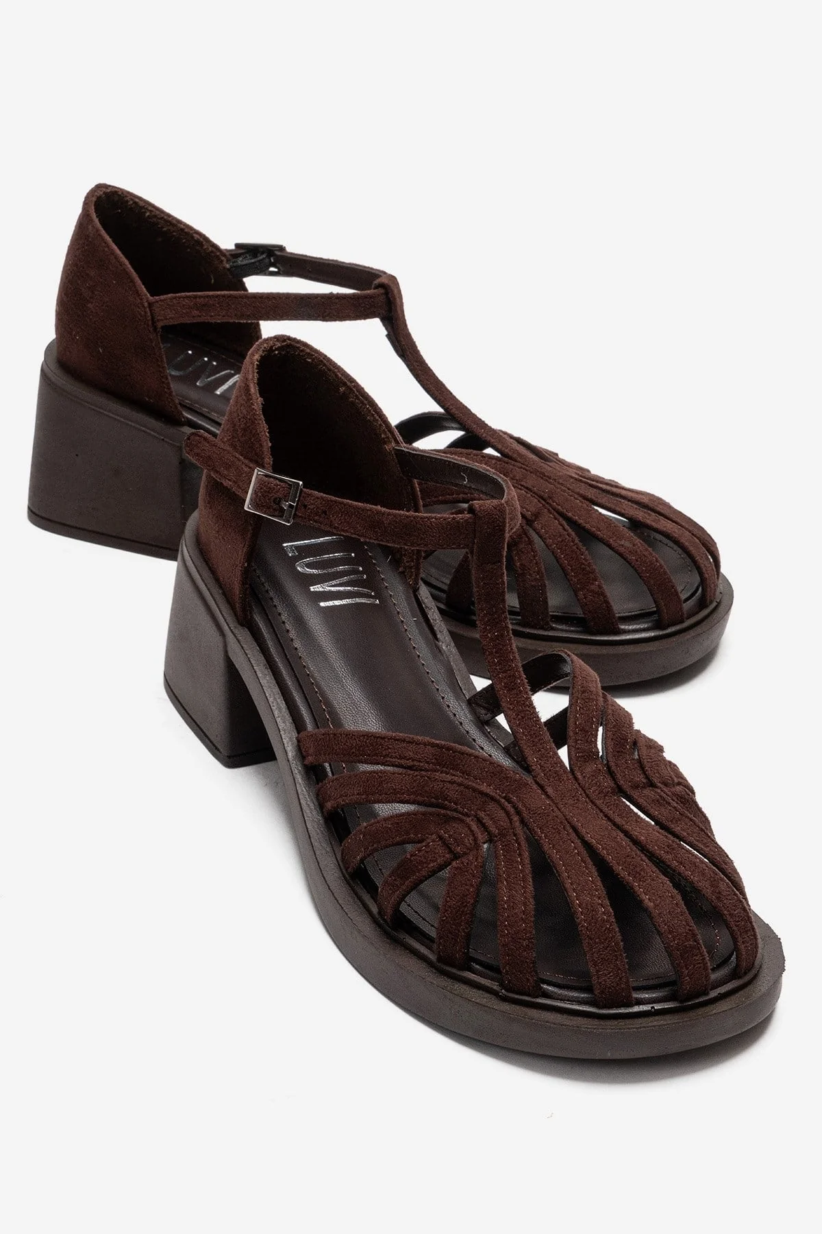 NOLANA - Brown Block Heel Sandal (Women)