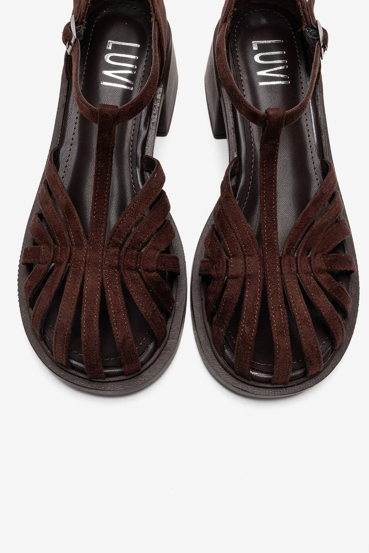 NOLANA - Brown Block Heel Sandal (Women) - Image 2