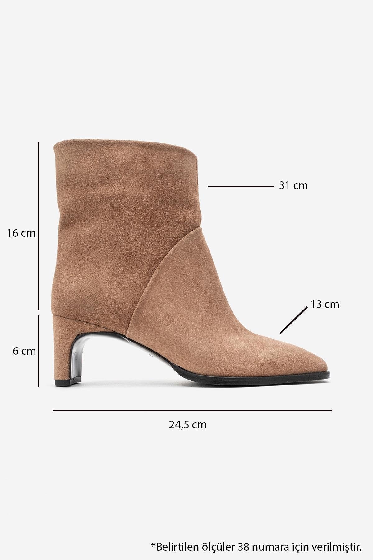 NORDY - Taupe Suede Genuine Leather Block Heel Boot (Women) - Image 6