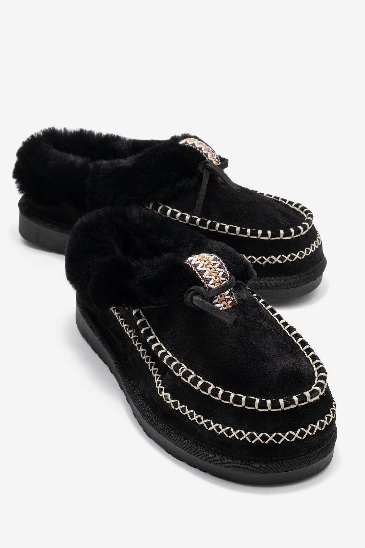Noriel - Black Suede Genuine Leather Moccasin Slipper (Women)