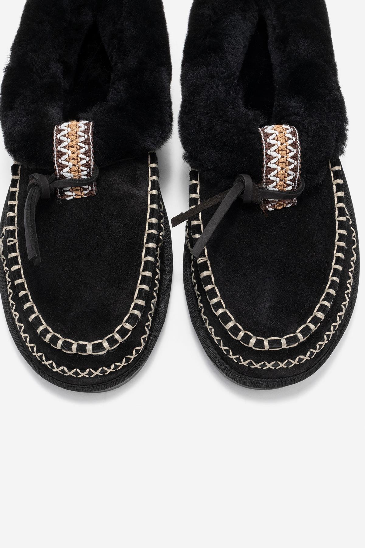 Noriel - Black Suede Genuine Leather Moccasin Slipper (Women) - Image 2