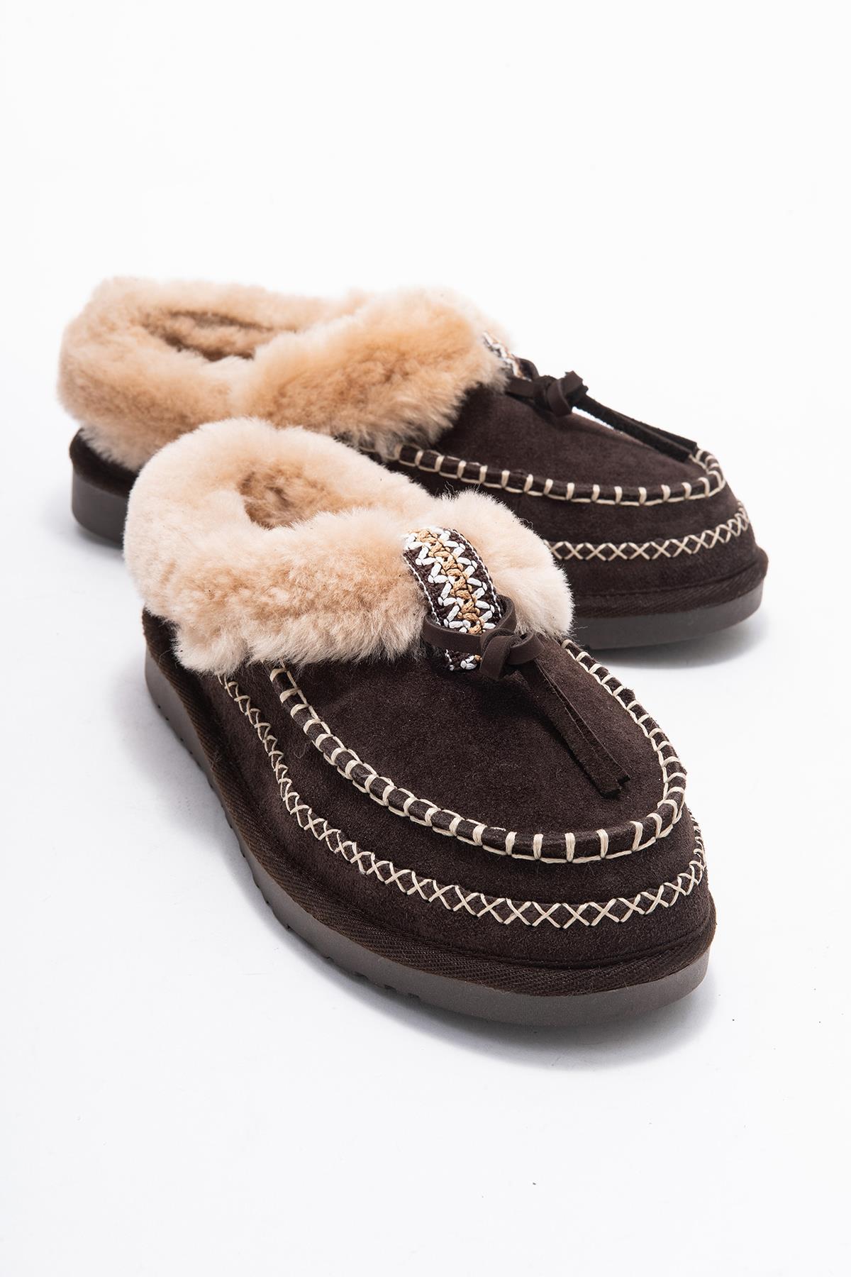 Noriel - Brown Genuine Leather Moccasin Slipper (Women)