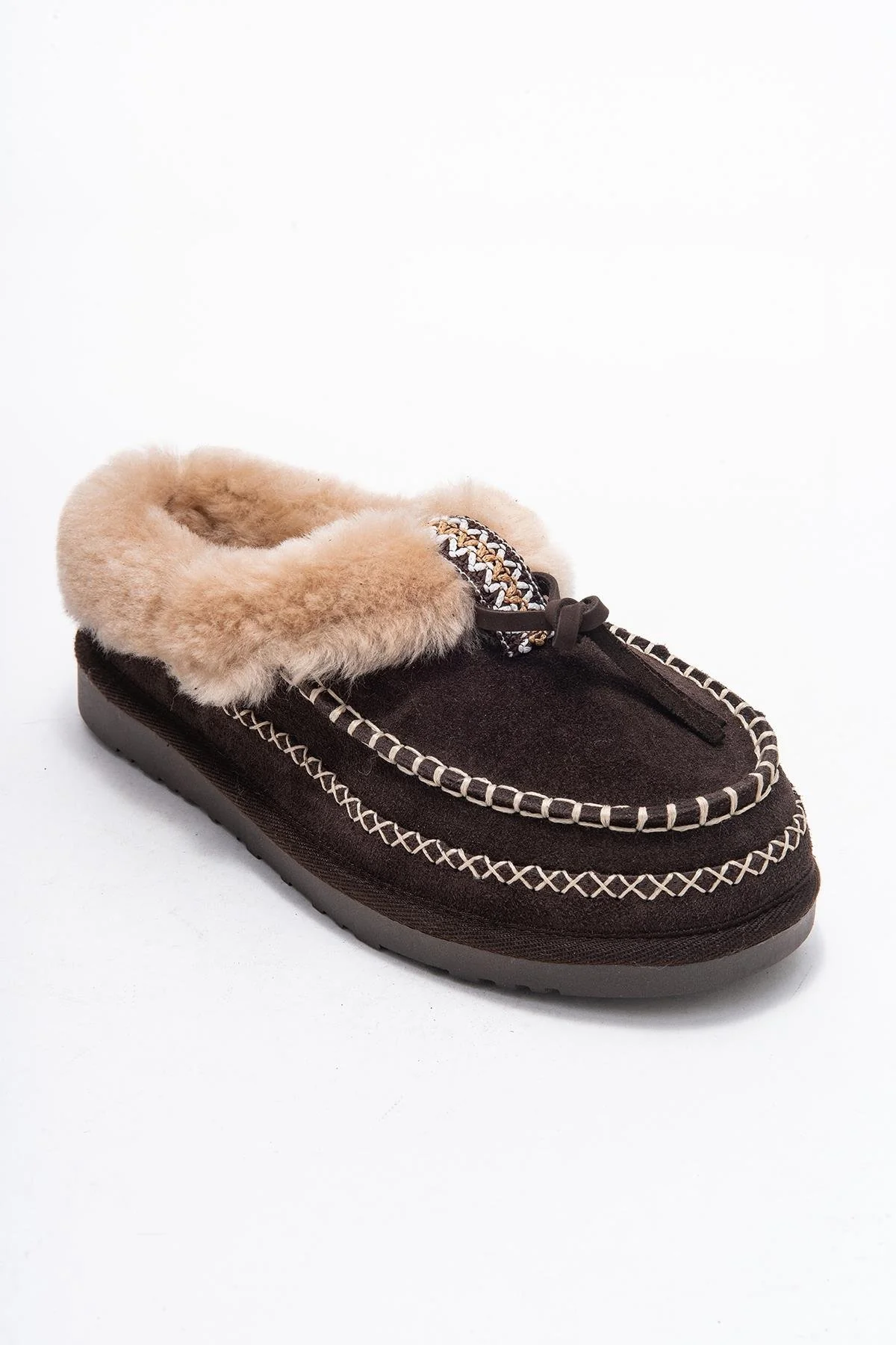 Noriel - Brown Genuine Leather Moccasin Slipper (Women) - Image 3