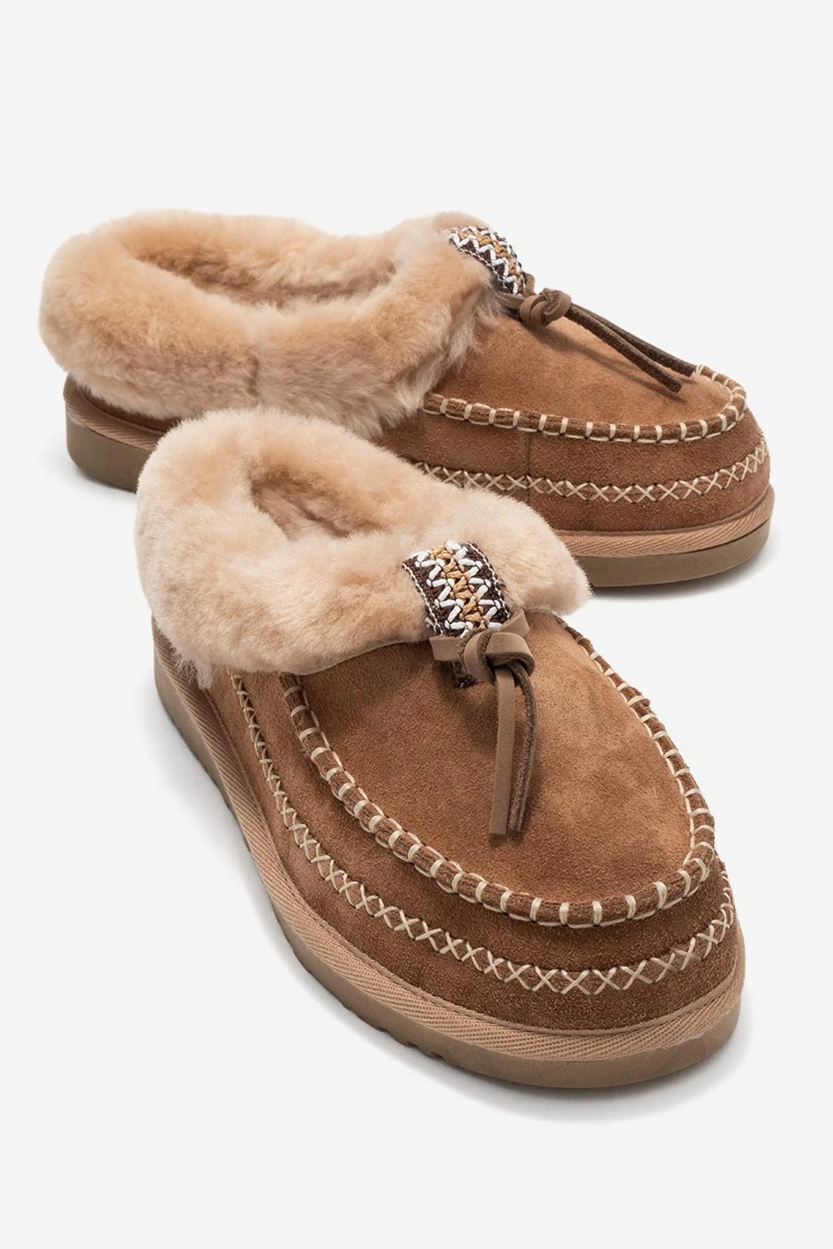 Noriel - Taupe Genuine Leather Moccasin Slipper (Women)
