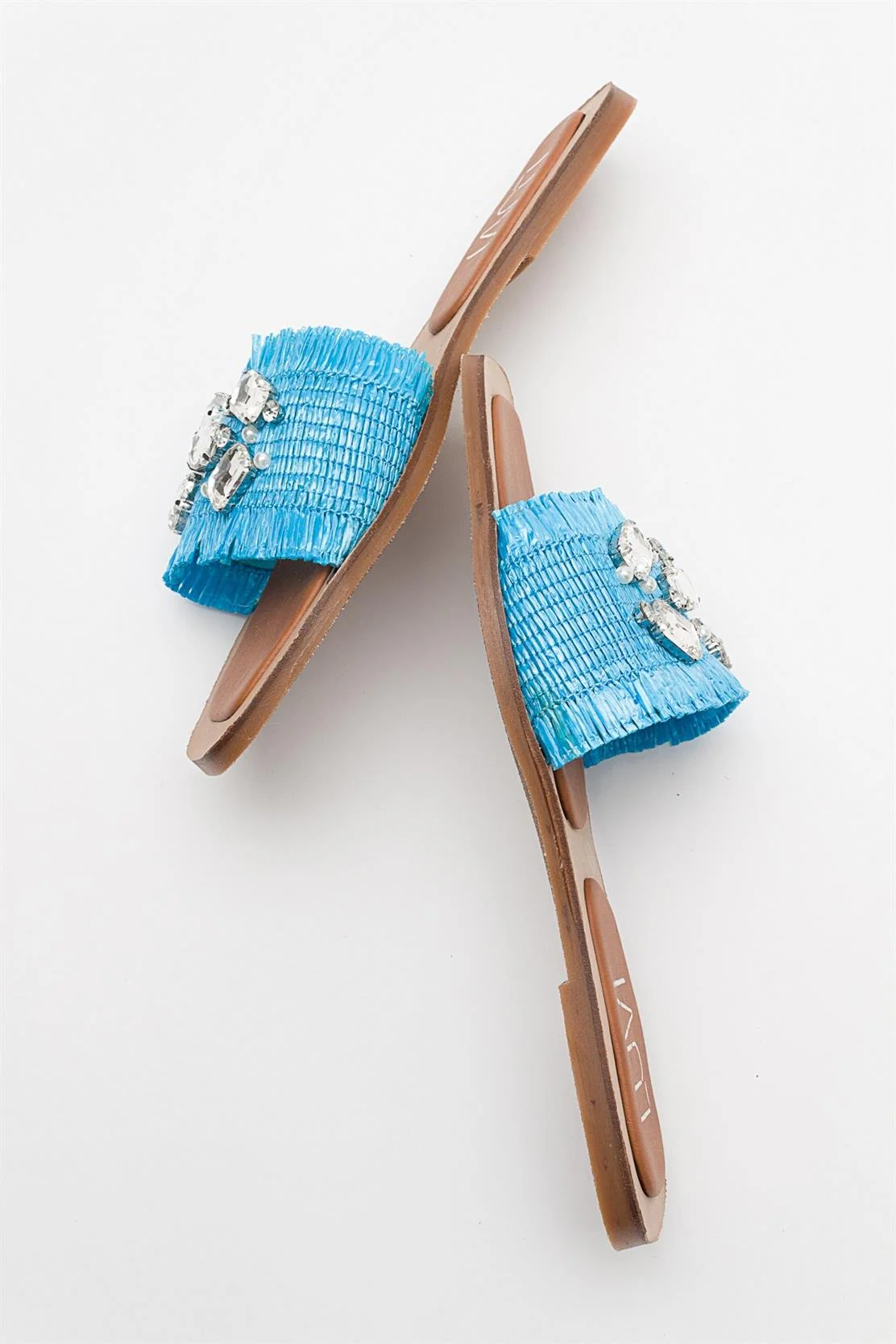 Norve - Baby Blue Woven Stone-Embellished Slide (Women) - Image 3