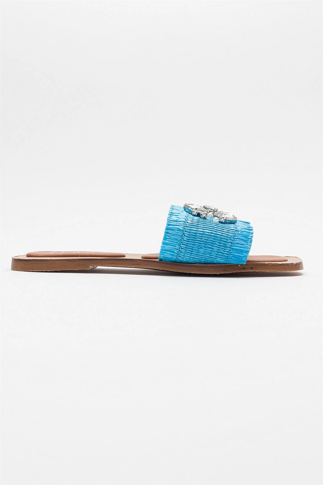 Norve - Baby Blue Woven Stone-Embellished Slide (Women) - Image 6