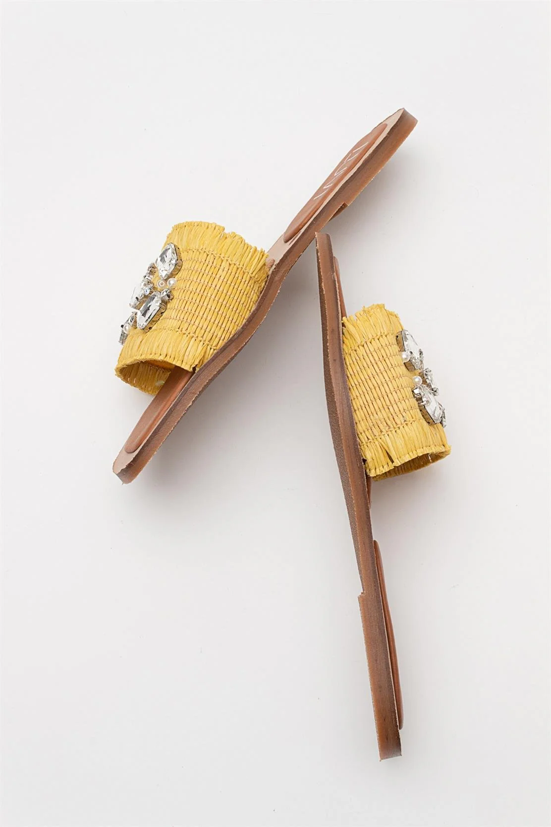Norve - Yellow Woven Embellished Slide (Women) - Image 5